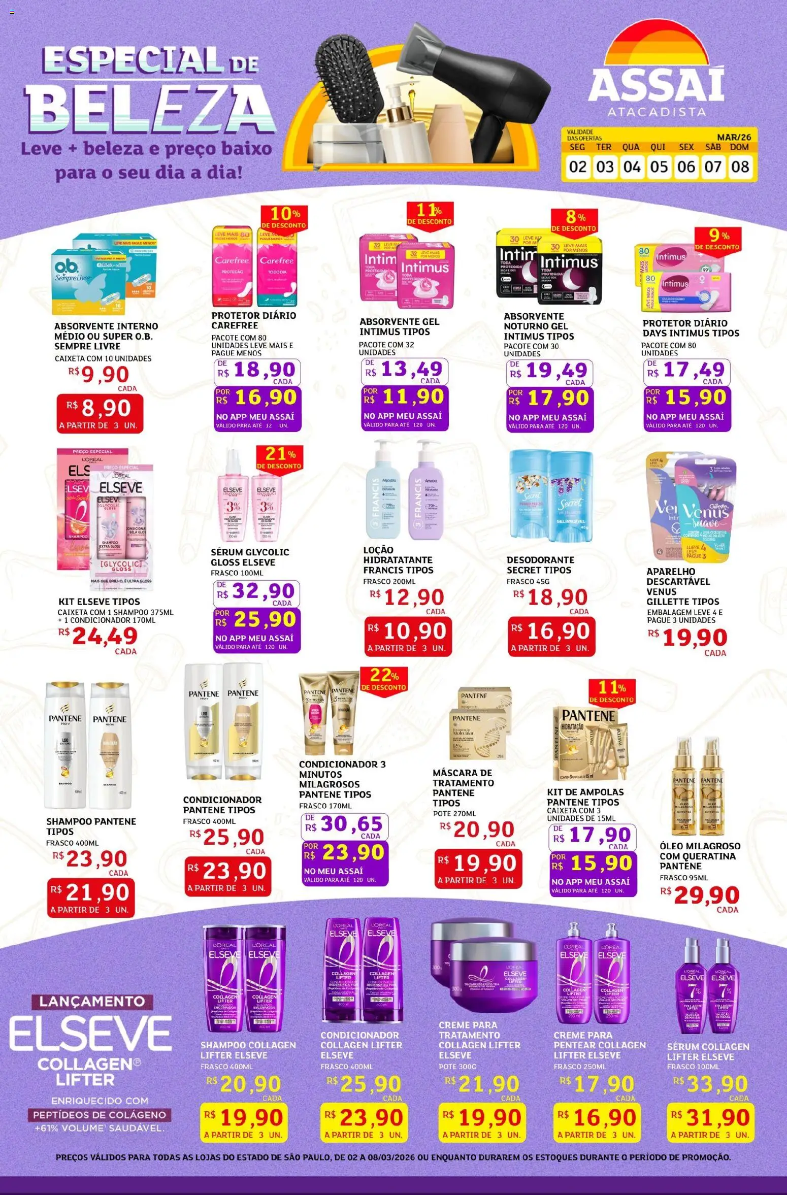 Assaí Atacadista Folheto - válido de 02.03.2026 | Página: 1 | Produtos: Condicionador, Desodorante, Óleo, Algodão