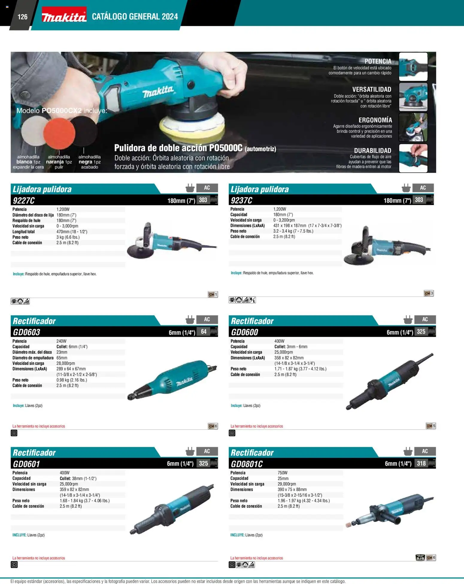Nuevas ofertas de Makita válidas en toda la República Mexicana desde el 01.01.2024. ¡Encuentra las mejores ofertas en Makita catálogo General! | Página: 126 | Productos: Cable, Lijadora, Disco, Lija