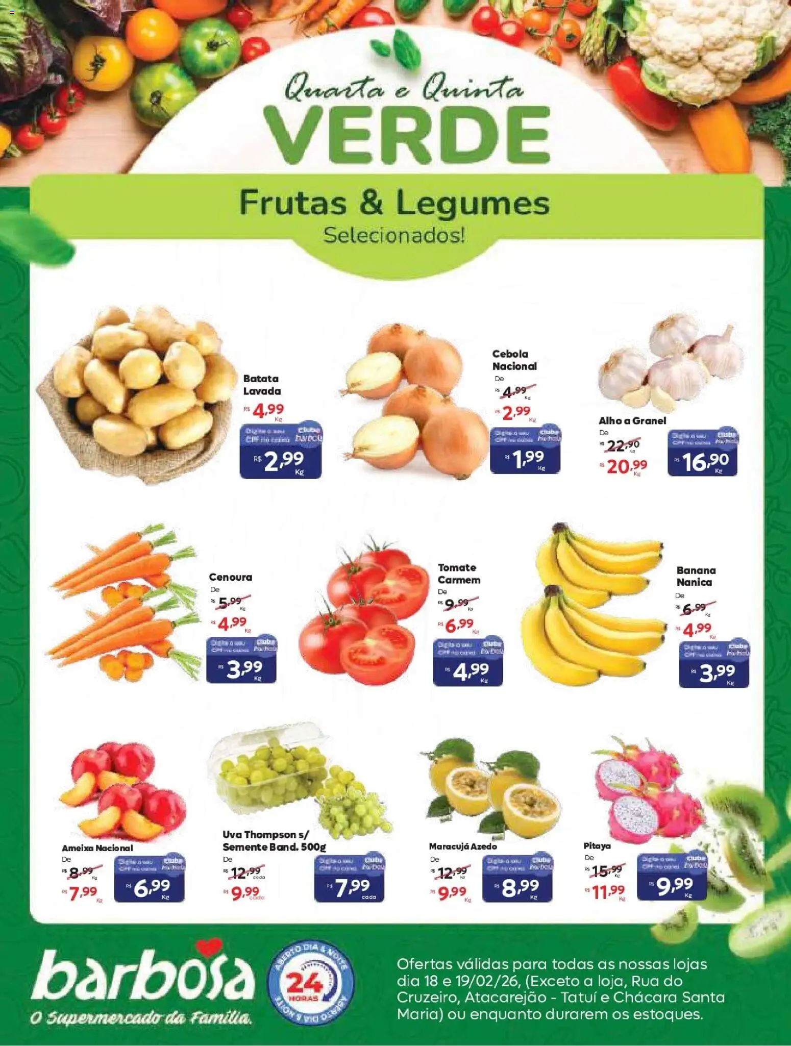 Barbosa Supermercados Folheto - válido de 18.02.2026 | Página: 1 | Produtos: Maracujá, Cebola, Cenoura, Batata