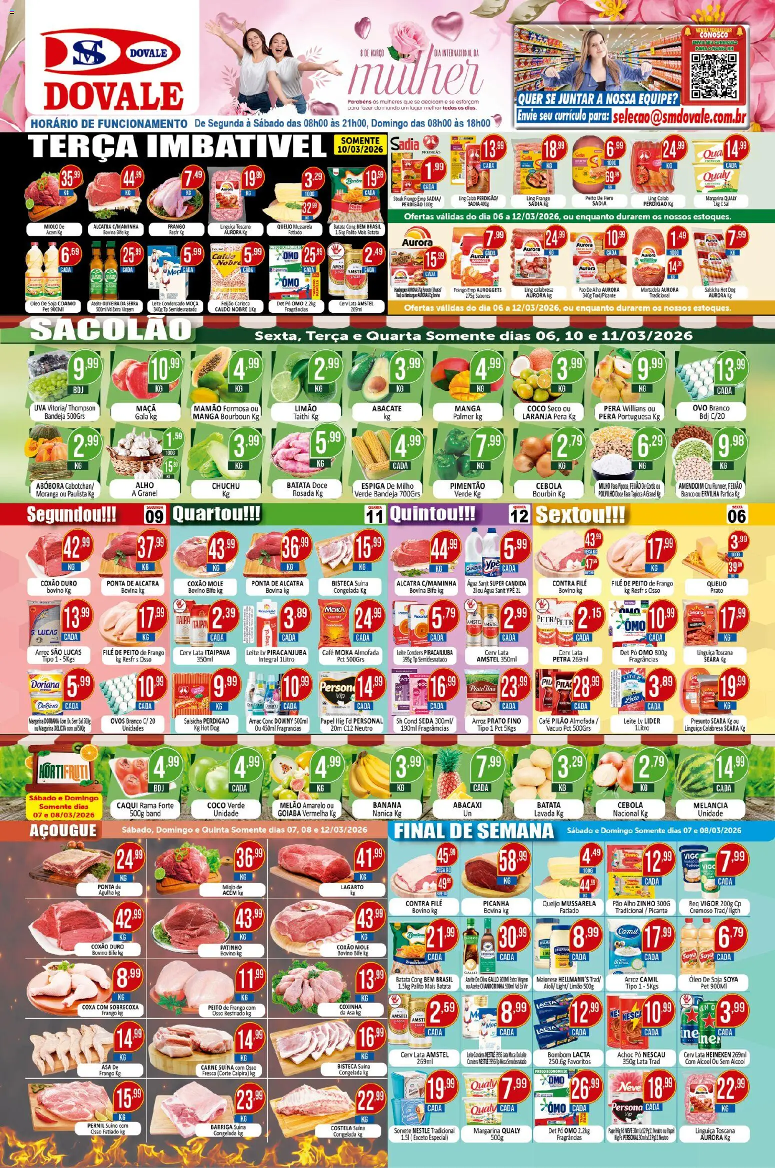 Dovale Folheto - válido de 06.03.2026 | Página: 1 | Produtos: Contra filé, Presunto, Mamão, Batata
