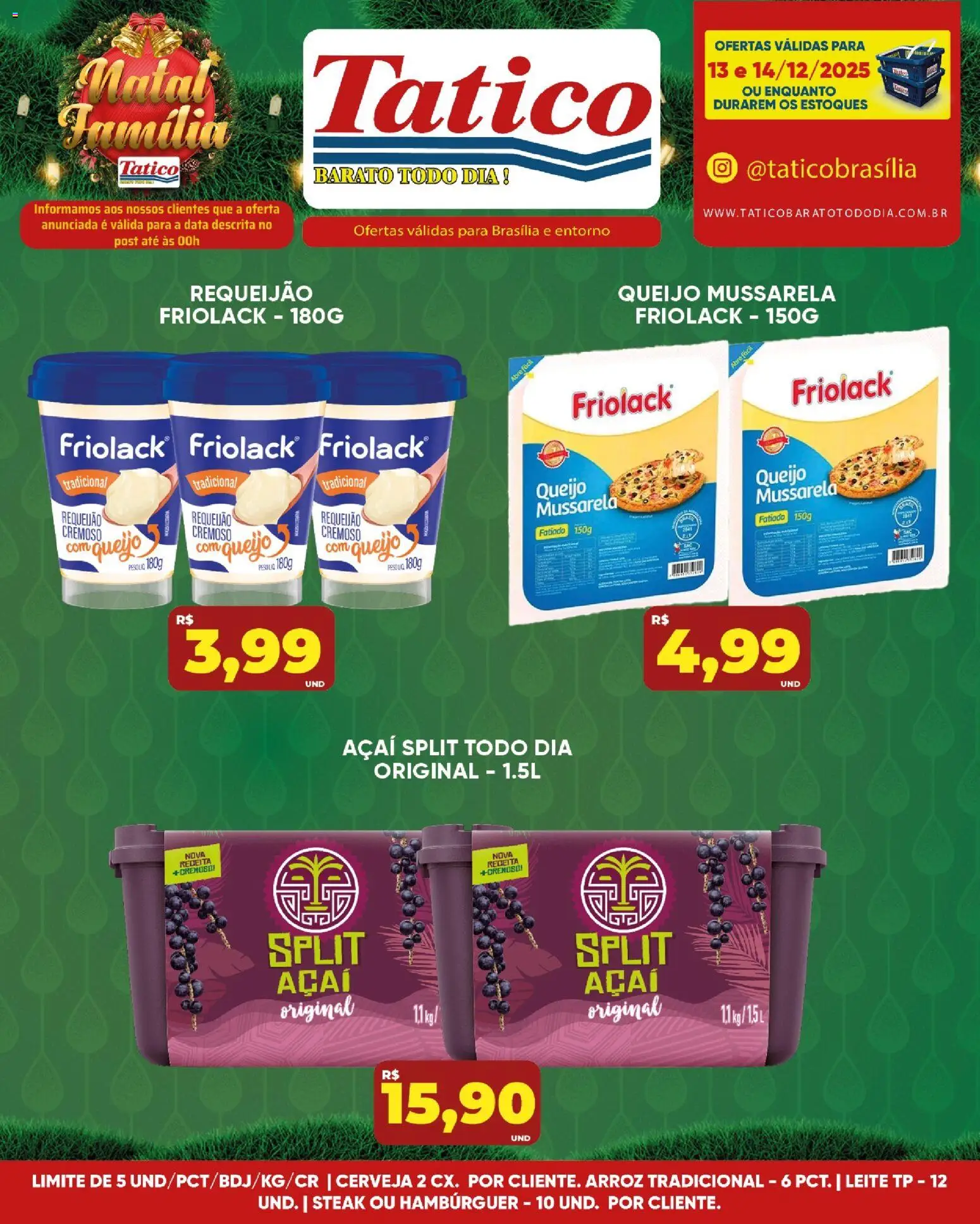 Tatico Folheto - válido de 15.12.2025 | Página: 27 | Produtos: Leite, Arroz, Hambúrguer, Mussarela