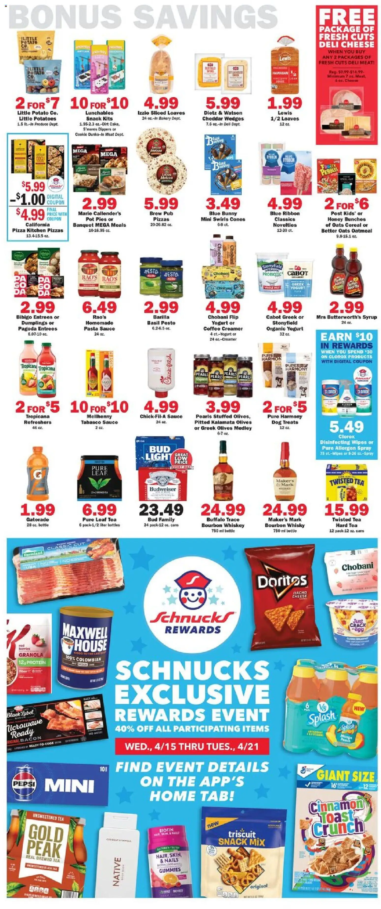 Schnucks Weekly Ad - valid from 15.04.2026 | Page: 5 | Products: Dog Treats, Yogurt, Coffee, Pizza