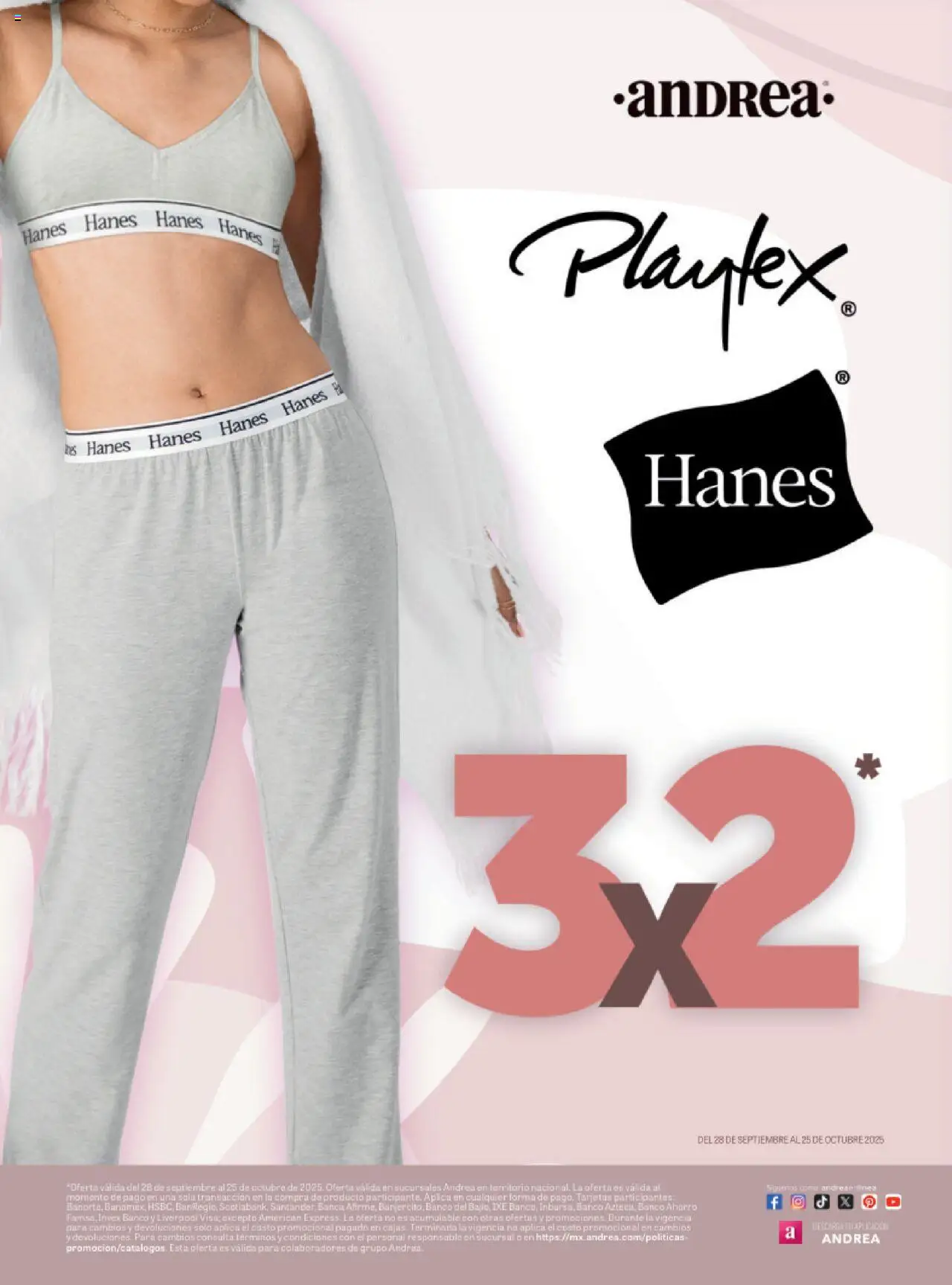 Nuevas ofertas de Andrea válidas en toda la República Mexicana desde el 28.09.2025. ¡Encuentra las mejores ofertas en Andrea - Catálogo Playtex! | Página: 12 | Productos: Banco
