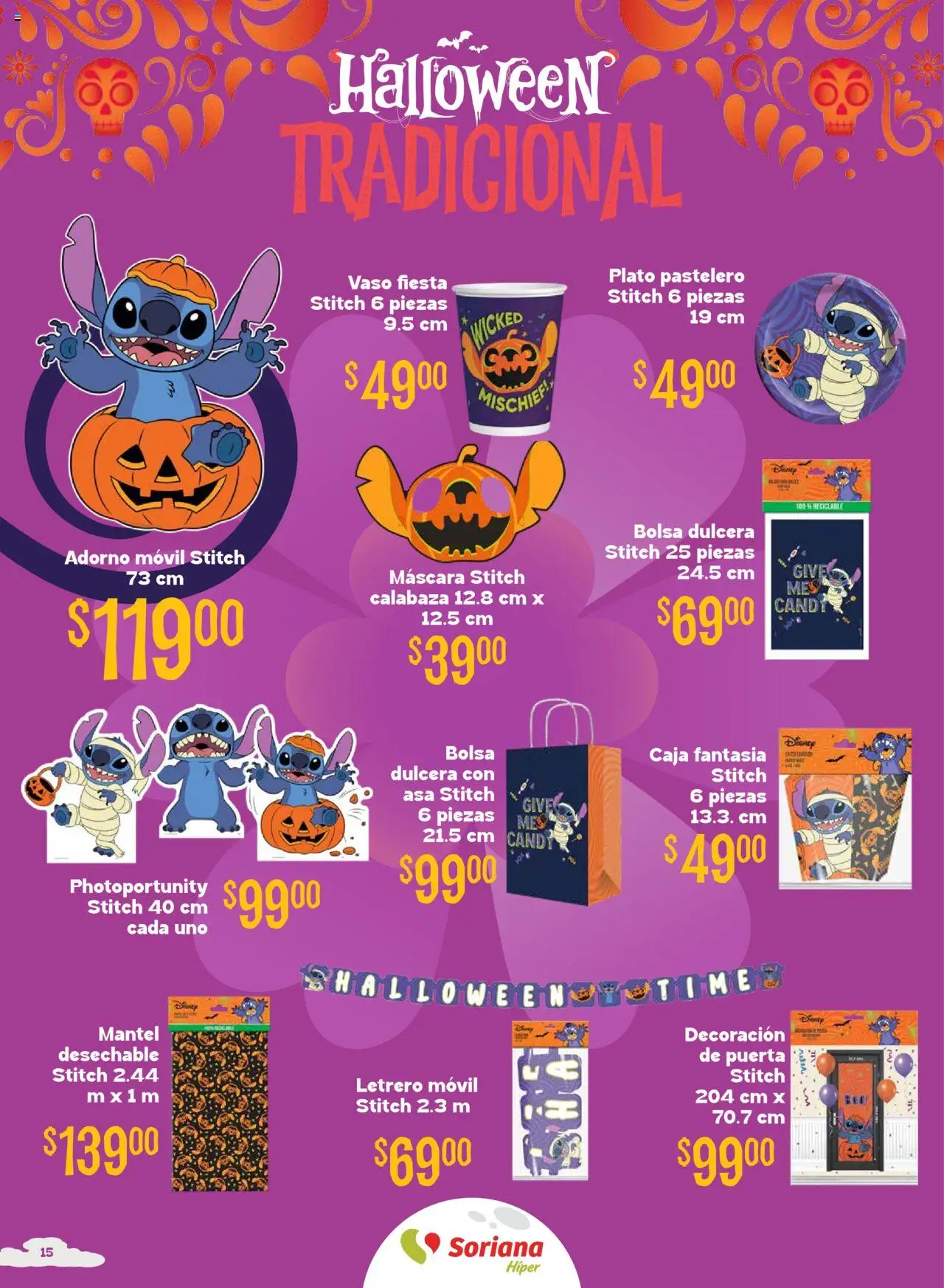 Nuevas ofertas de Soriana válidas en toda la República Mexicana desde el 25.09.2025. ¡Encuentra las mejores ofertas en Soriana - Halloween y Día de Muertos Híper Nacional! | Página: 15 | Productos: Mantel, Dulcera, Movil, Caja