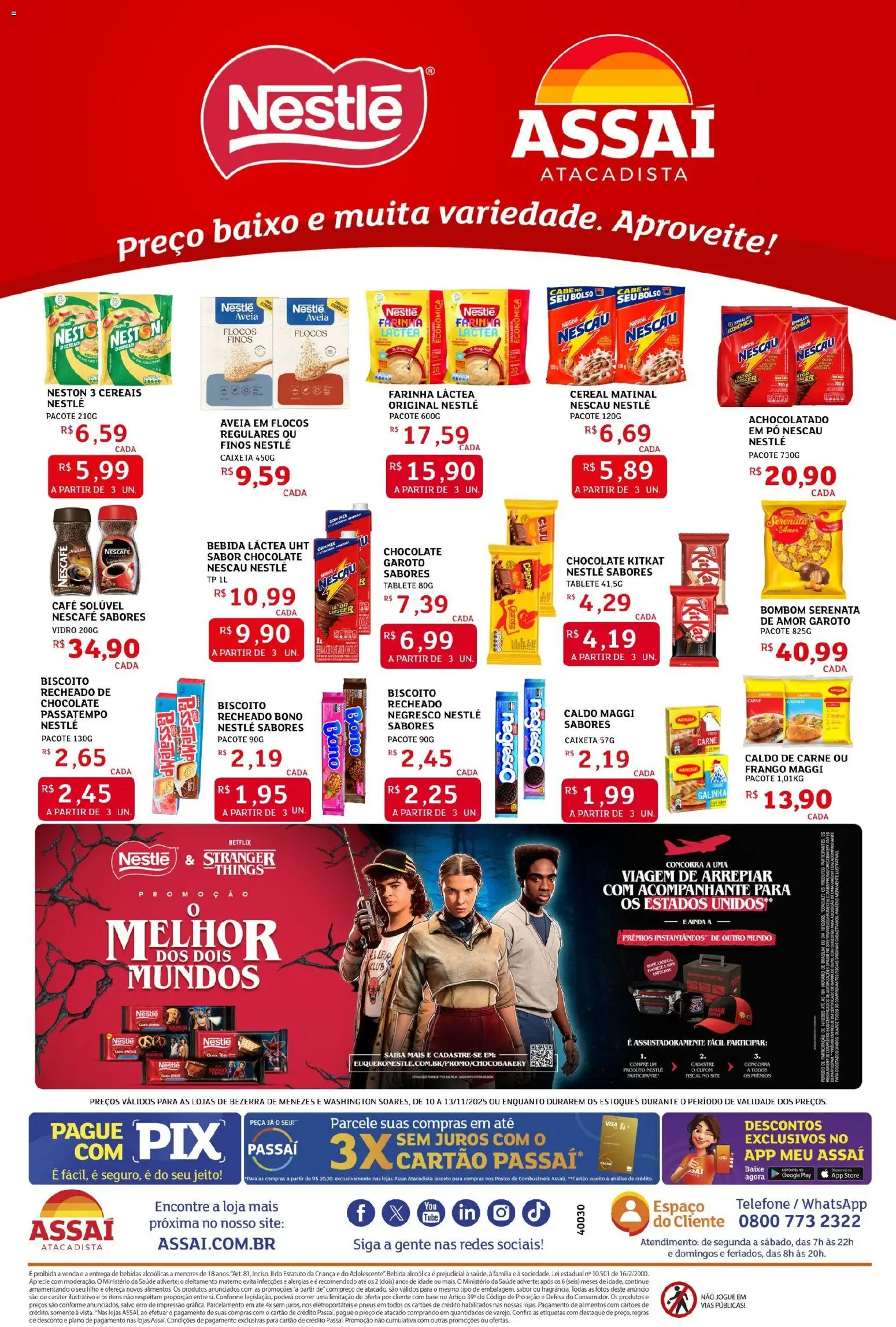 Assaí Atacadista Folheto - válido de 10.11.2025 | Página: 4 | Produtos: Biscoito, Achocolatado, Flocos, Bebida