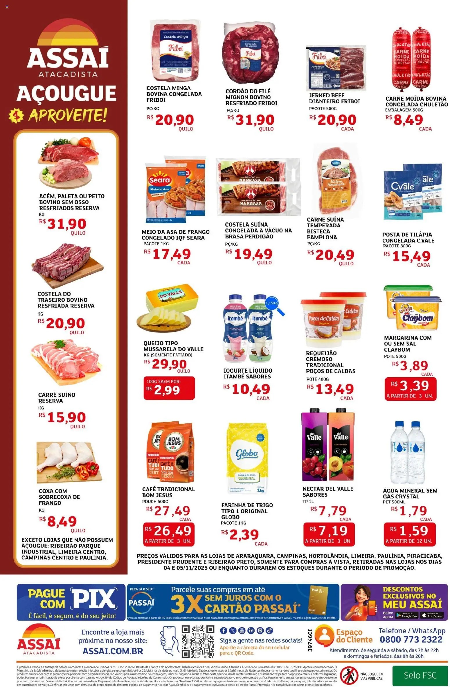 Assaí Atacadista Folheto - válido de 04.11.2025 | Página: 2 | Produtos: Tilápia, Café, Bebida, Chuletão