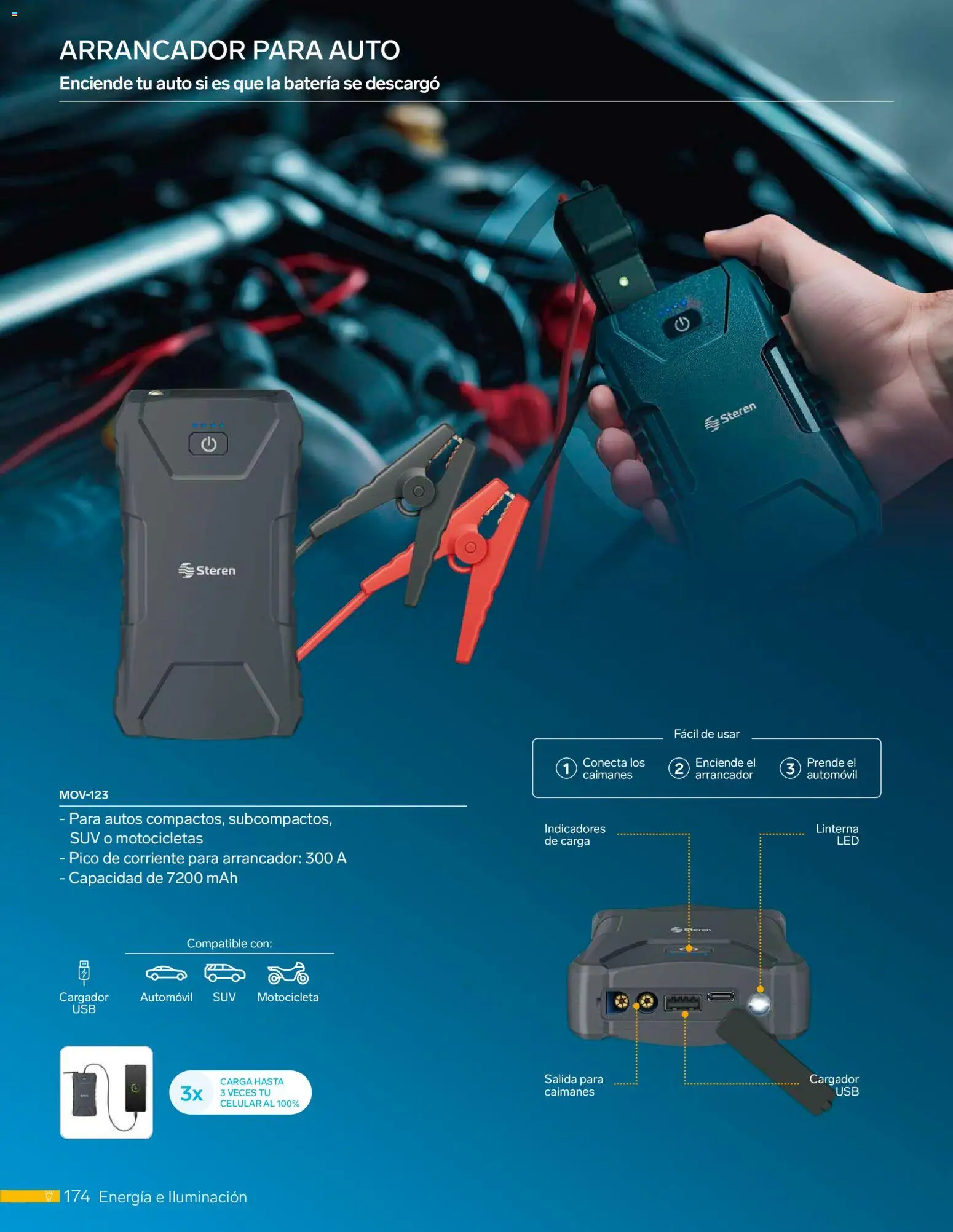 Nuevas ofertas de Steren válidas en toda la República Mexicana desde el 01.01.2026. ¡Encuentra las mejores ofertas en Steren catálogo! | Página: 186 | Productos: Linterna, Cargador, Pico, Batería