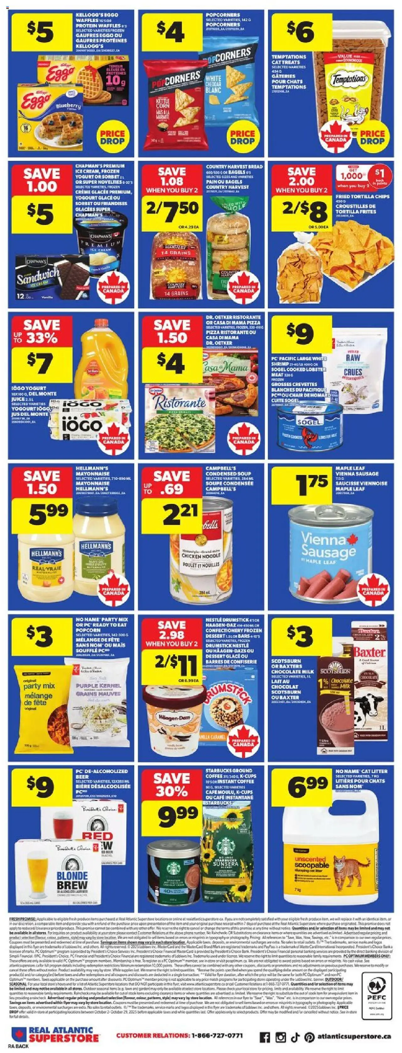 Atlantic Superstore flyer valid from 02.10.2025 | Page: 4 | Products: Cream, Milk, Coffee, Beer