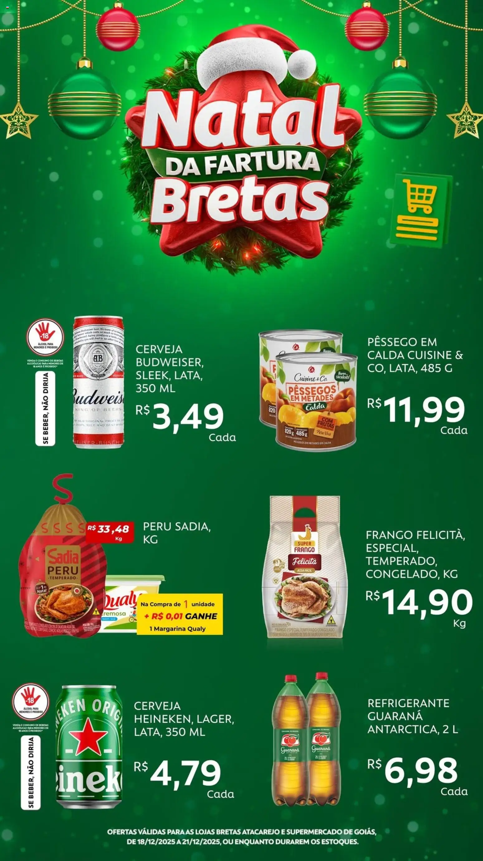 Bretas Folheto - válido de 18.12.2025 | Página: 10 | Produtos: Pêssego, Guaraná, Cerveja, Refrigerante