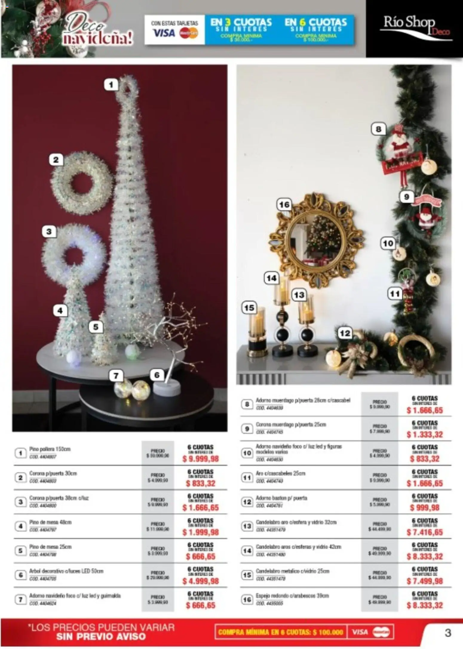 Río Shop Deco catálogo │ válido desde el 03.12.2025 | Página: 3 | Productos: Pollera, Aros, Foco, Espejo