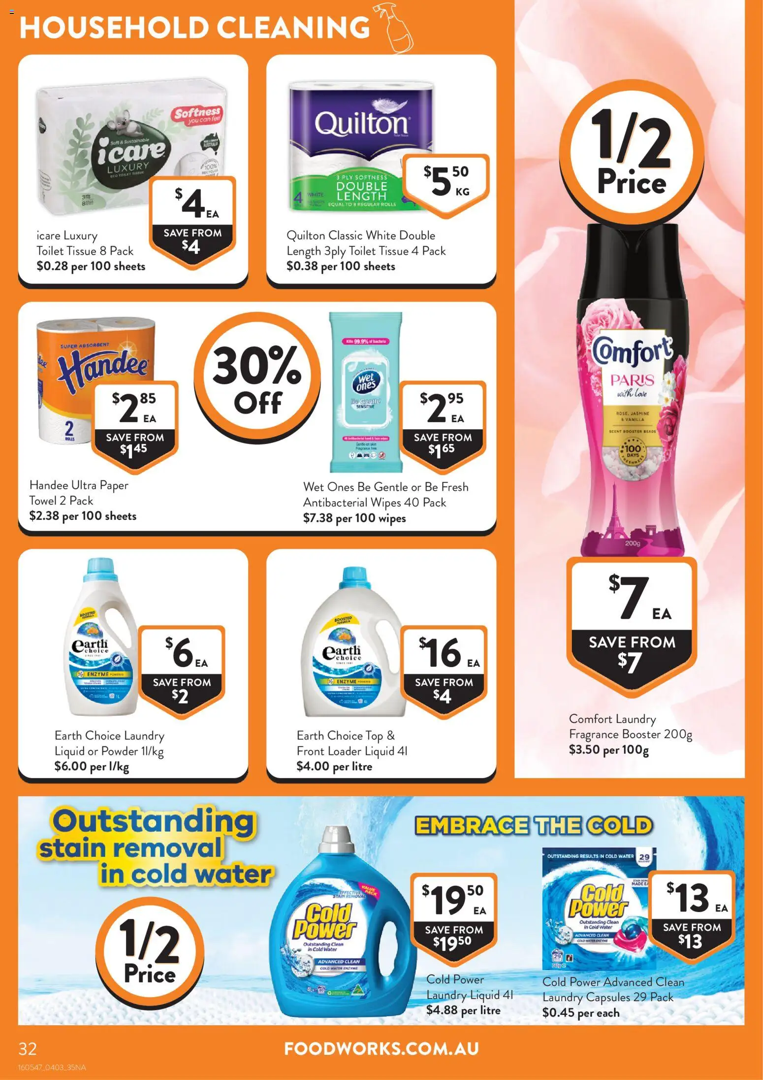 Foodworks catalogue - valid from 04.03.2026 | Page: 32 | Products: Toilet, Household, Powder, Water