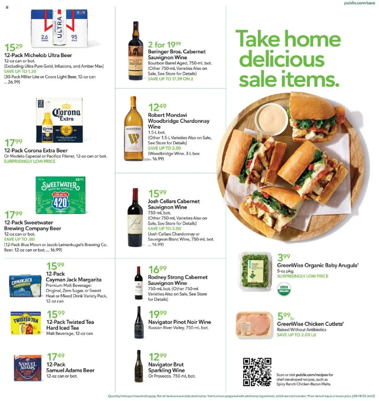 Publix Weekly Ad - valid from 17.09.2025 | Page: 3 | Products: Box, Wine, Beer, Tea
