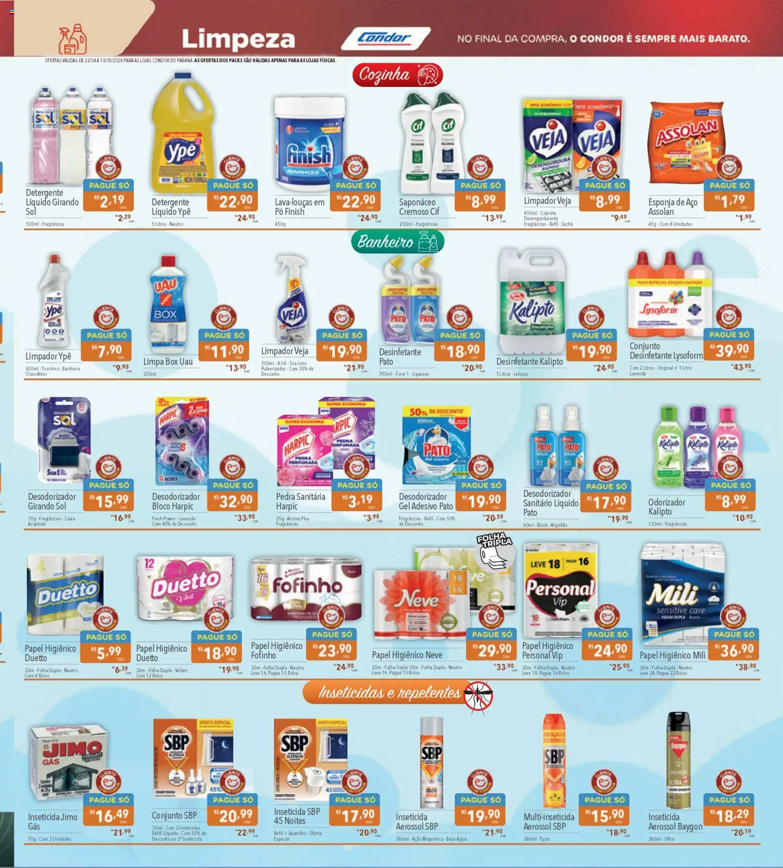 Supermercados Condor Folheto - válido de 22.04.2026 | Página: 23 | Produtos: Esponja, Esponja de aço, Desinfetante, Inseticida