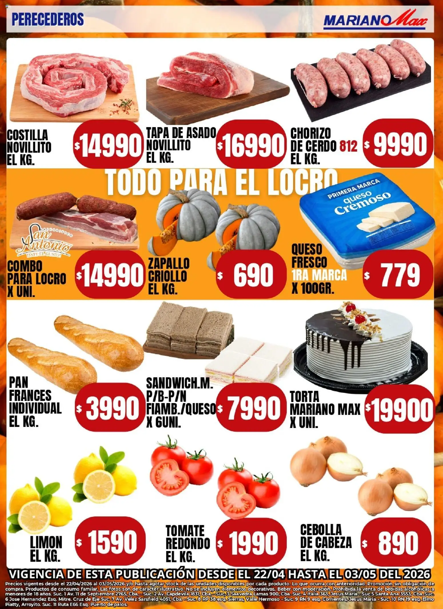 Mariano Max - Catálogo │ válido desde el 22.04.2026 | Página: 9 | Productos: Cebolla, Zapallo, Queso, Cerdo