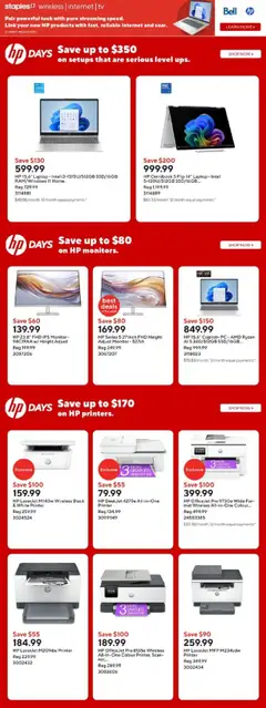 Preview of Staples weekly flyer / circulaire from shop Staples valid from 17.10.2025 | Page: 3 | Products: Monitor, PC, Printer, Tv