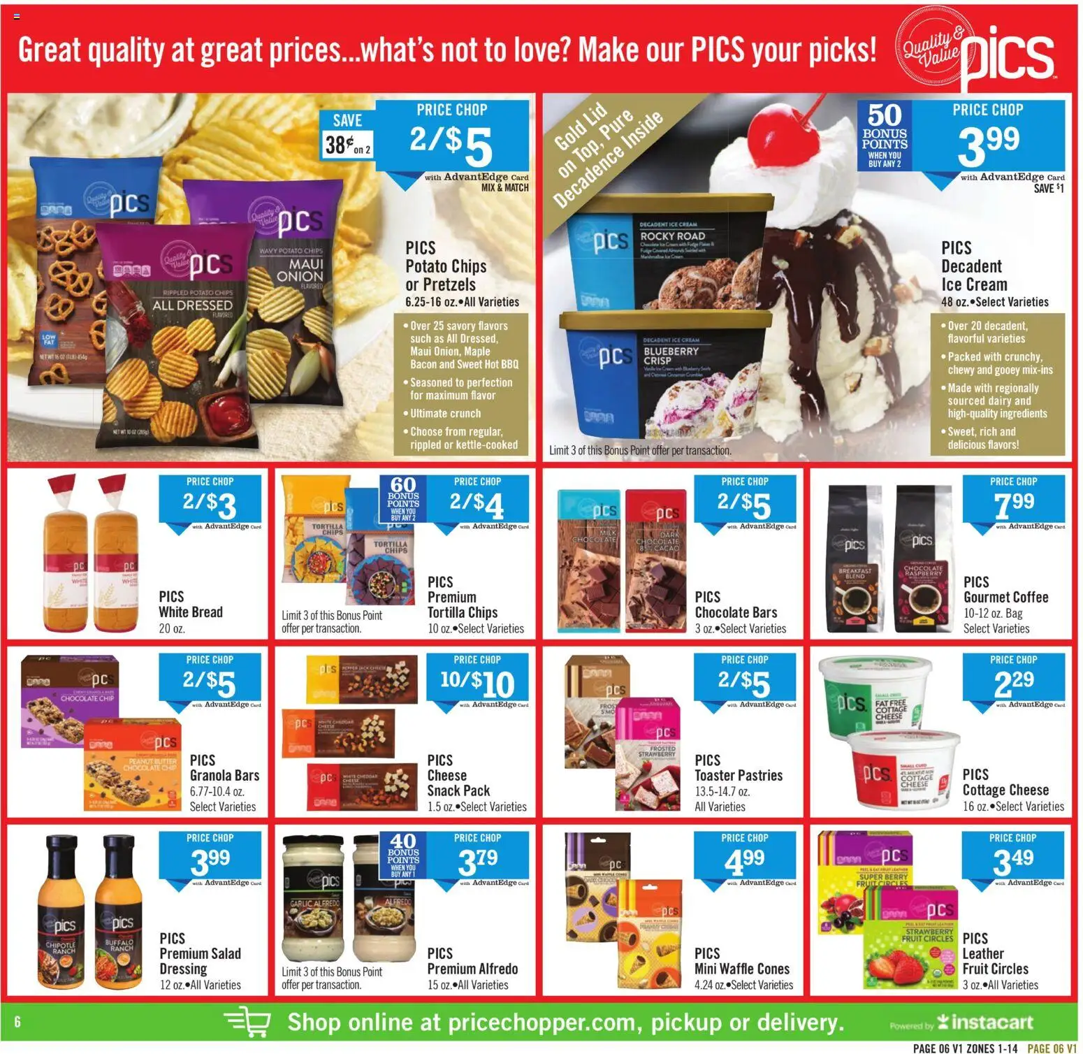 Price Chopper - Weekly Ad - valid from 04.01.2026 | Page: 6 | Products: Bread, Coffee, Ice cream, Raspberry