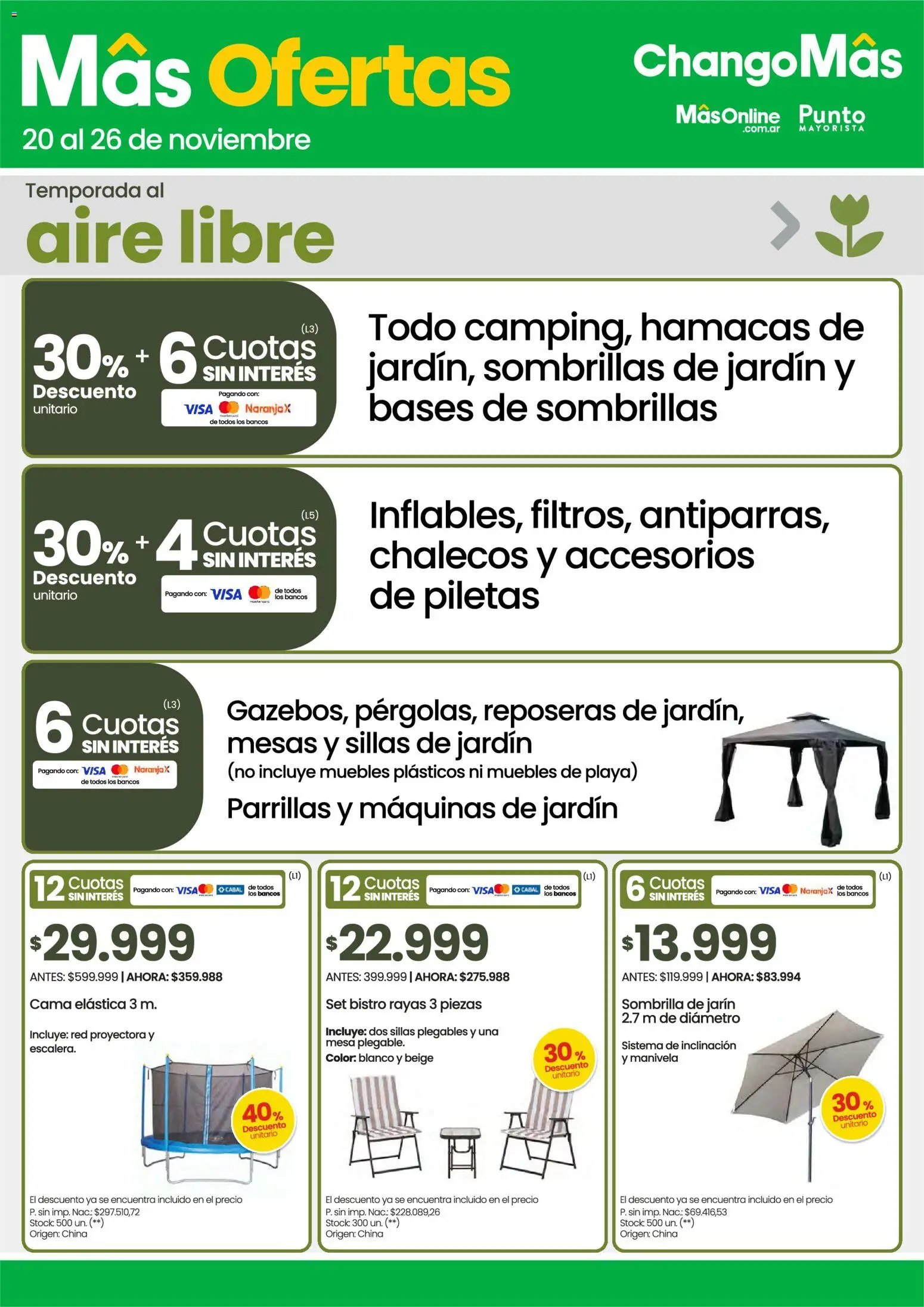 Changomas ofertas │ válido desde el 20.11.2025 | Página: 9 | Productos: Cama elástica, Cama, Mesa, Sombrilla