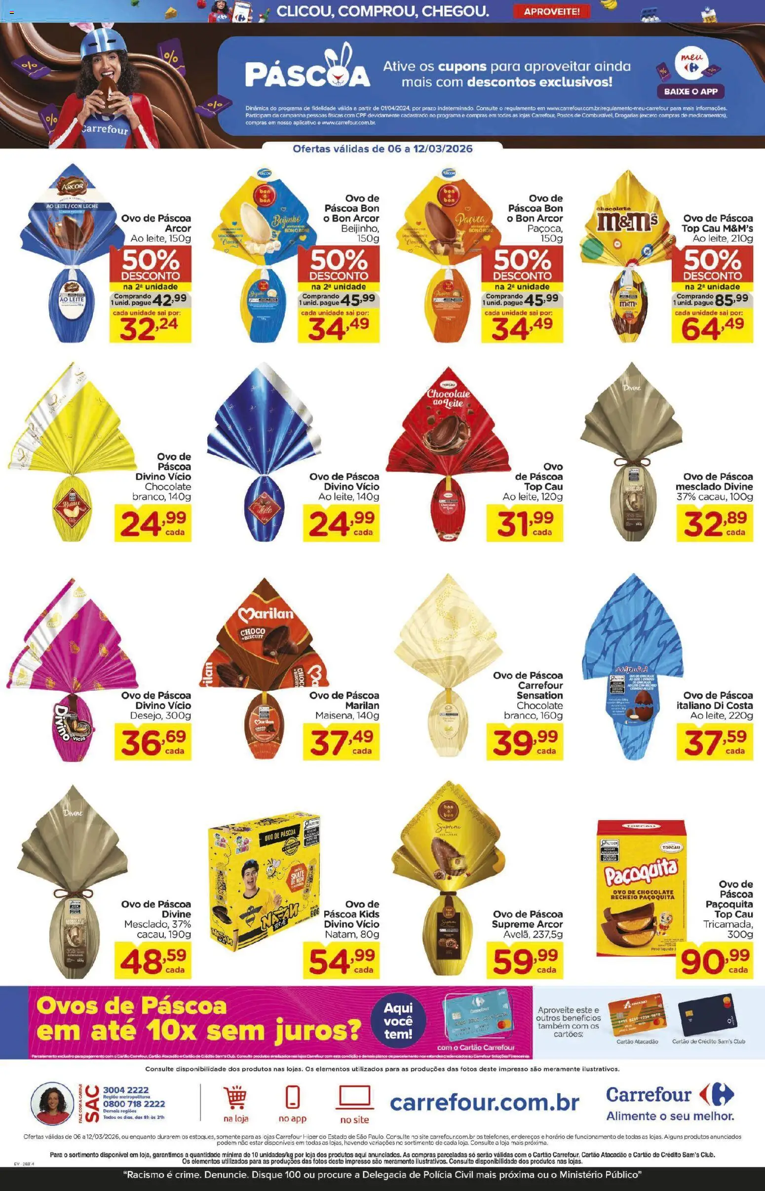 Carrefour Folheto - válido de 06.03.2026 | Página: 4 | Produtos: Ovo de páscoa, Leite, Chocolate, Paçoca