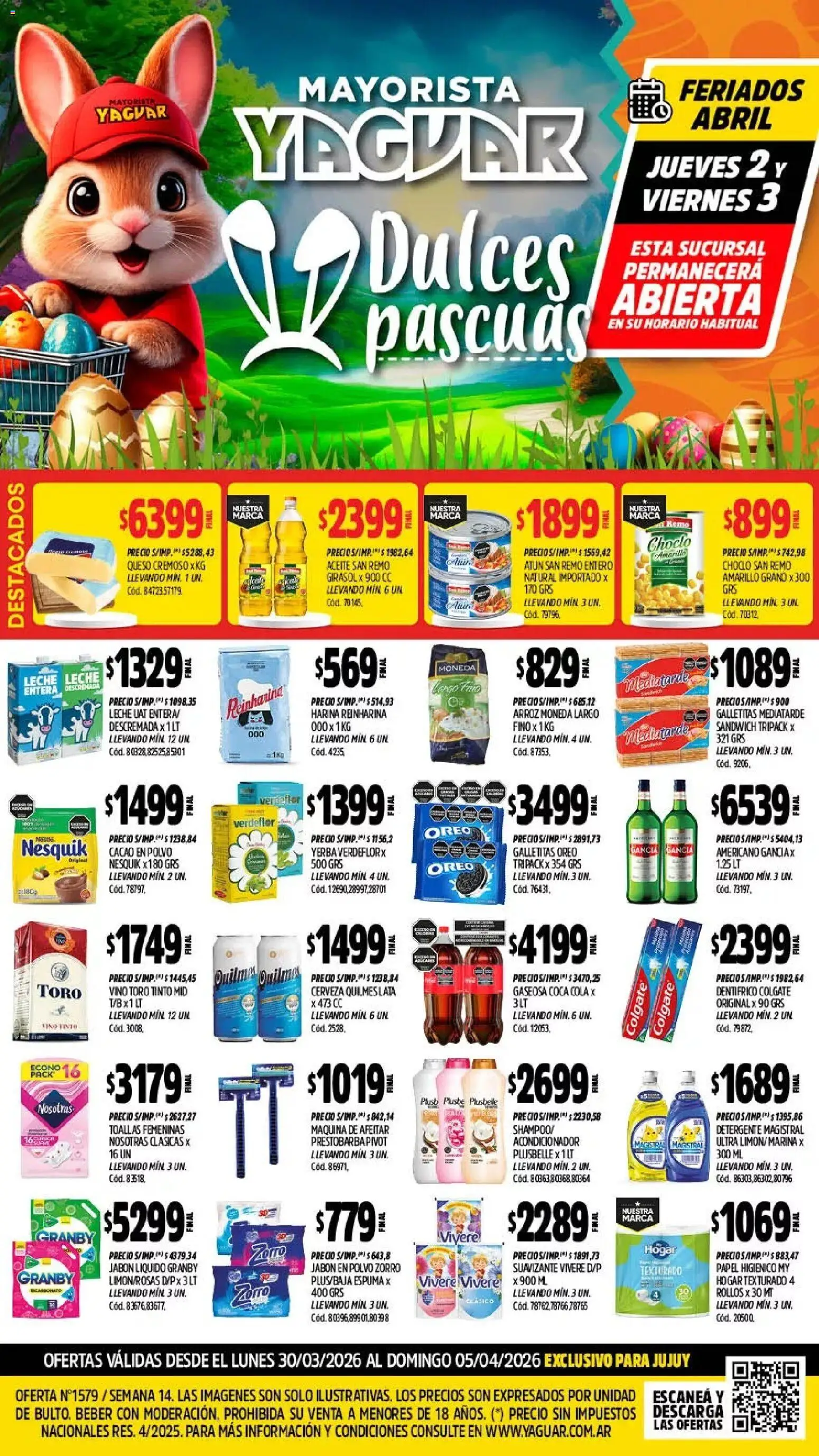 Yaguar - Oferta Semanal Jujuy │ válido desde el 30.03.2026 | Página: 1 | Productos: Aceite, Polvo, Cerveza, Arroz