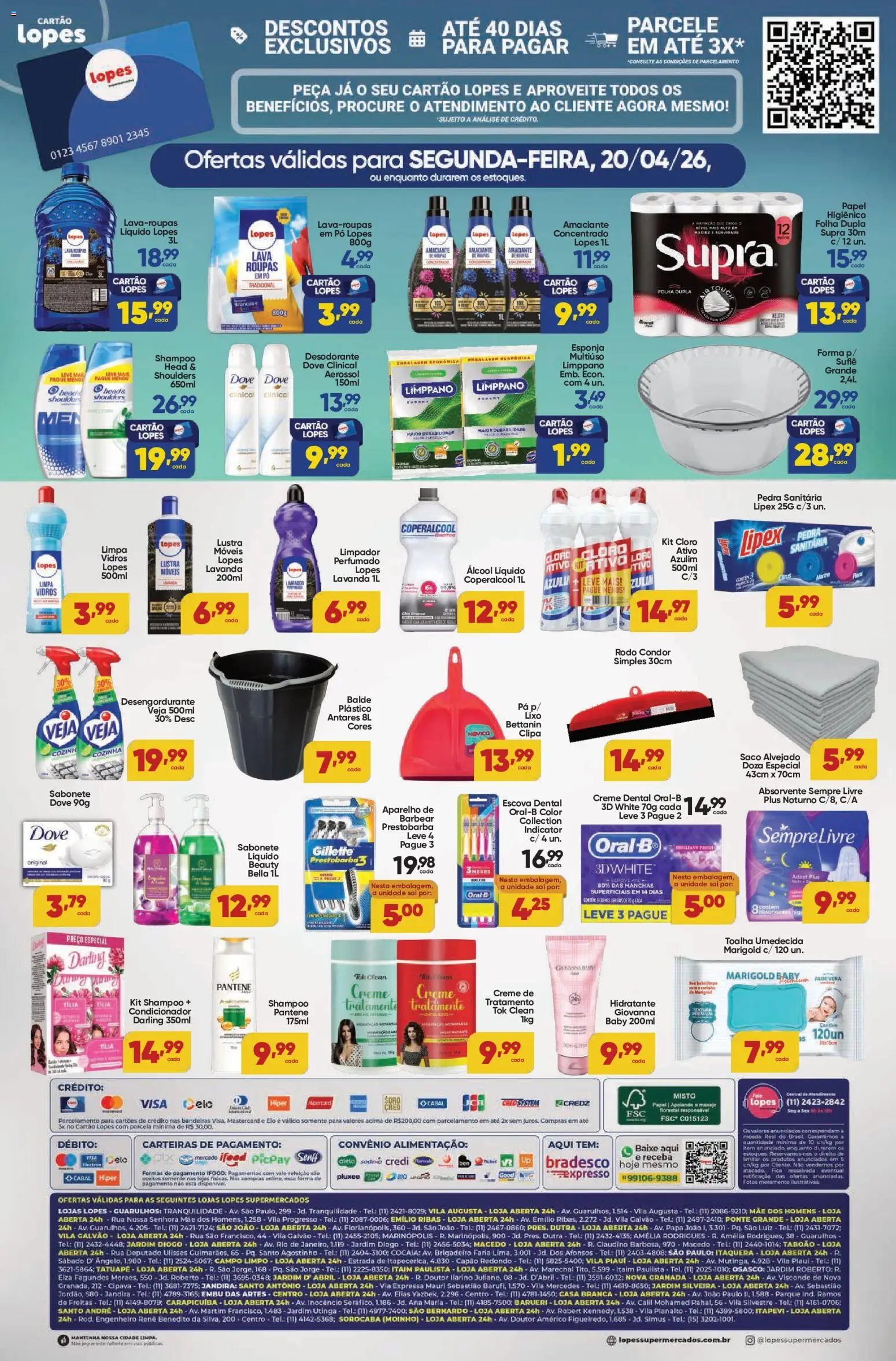 Lopes Supermercados Folheto - válido de 20.04.2026 | Página: 2 | Produtos: Azulim, Esponja, Cloro, Desodorante