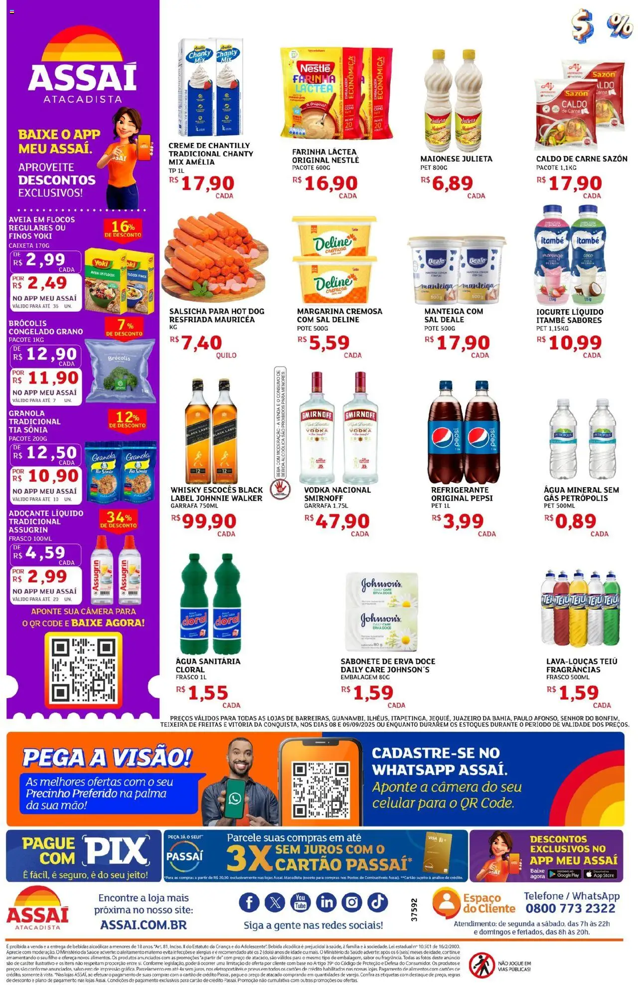 Assaí Atacadista Folheto - válido de 08.09.2025 | Página: 2 | Produtos: Whisky, Bebida, Brócolis, Sal