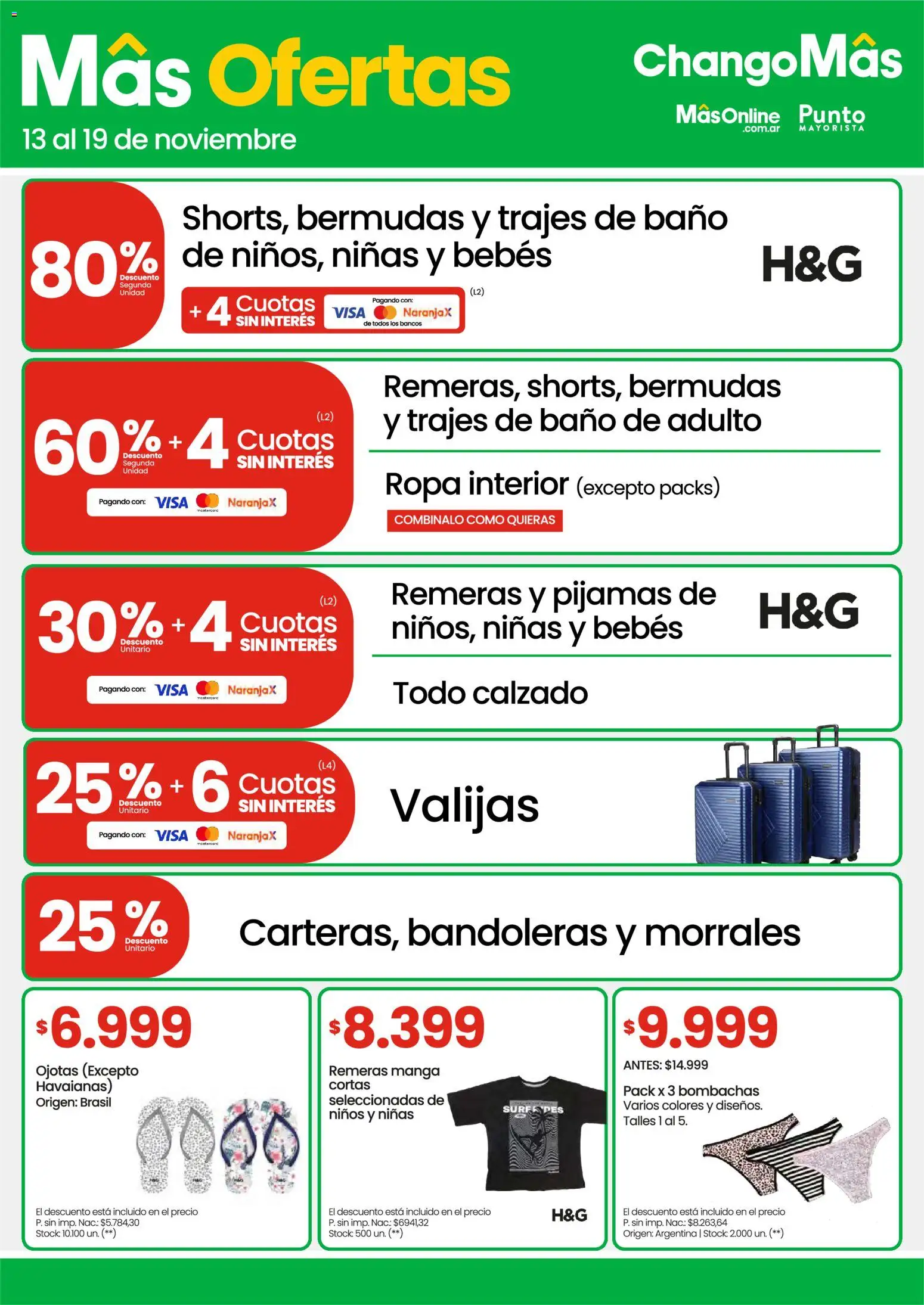 Changomas ofertas │ válido desde el 13.11.2025 | Página: 12 | Productos: Ojotas, Ropa, Bermudas, Ropa interior