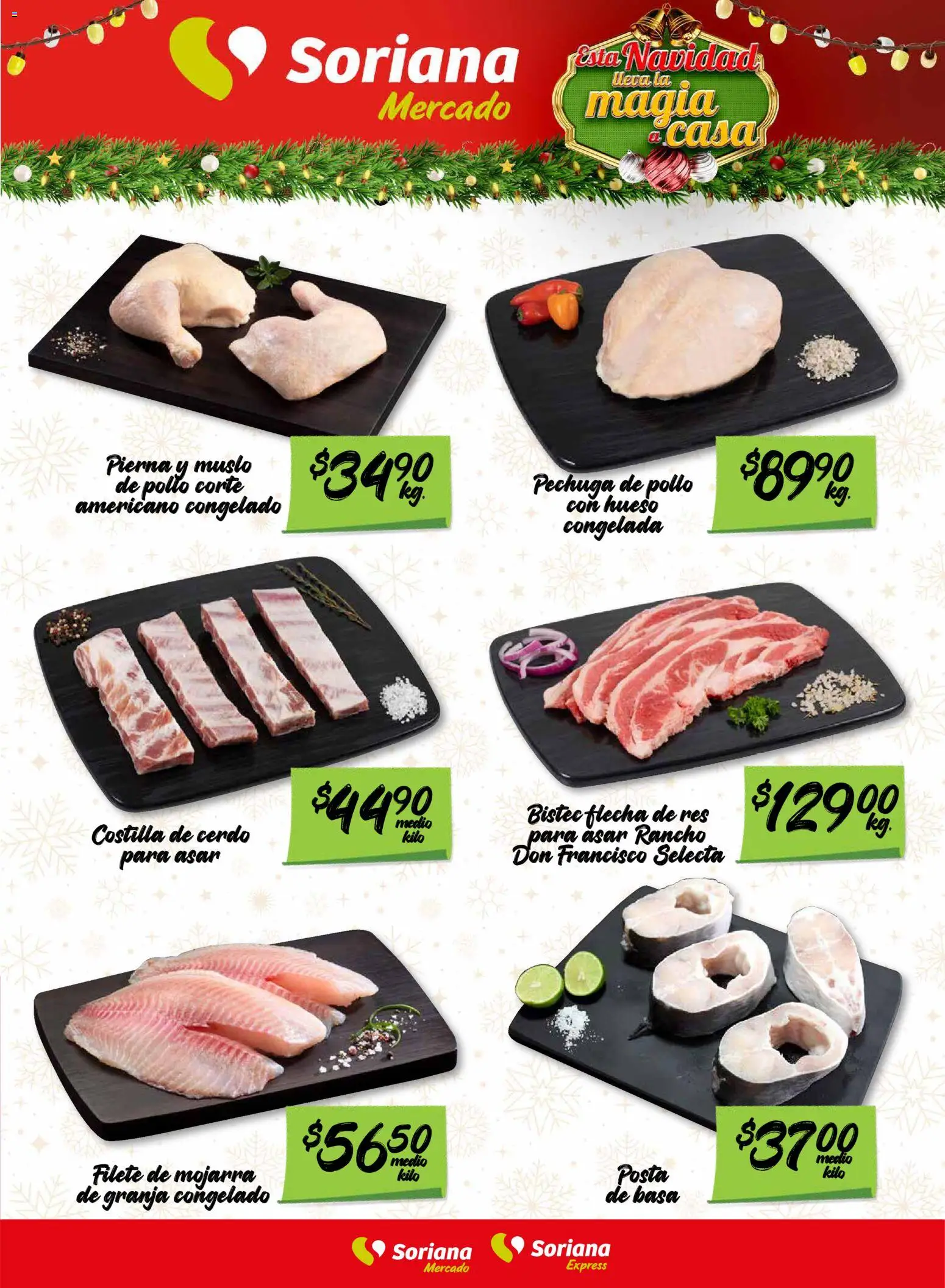 Nuevas ofertas de Soriana válidas en toda la República Mexicana desde el 28.11.2025. ¡Encuentra las mejores ofertas en Soriana - Fin de Semana Mercado: Ags, Nay, Jal, Qro, Col, Mich, Gto, Hgo, Tlax, Mor, Pue, Gro, Oax, Edo. de Mex, CDMX, Zac y SLP! | Página: 7 | Productos: Pollo, Cerdo, Res