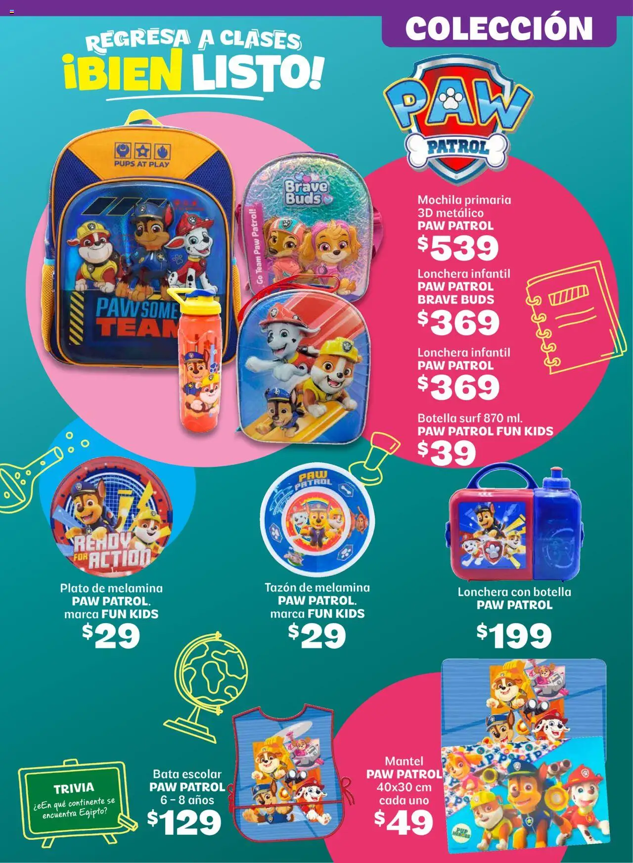 Nuevas ofertas de Soriana válidas en toda la República Mexicana desde el 14.08.2025. ¡Encuentra las mejores ofertas en Soriana - Regresa a clases bien listo Súper Nacional! | Página: 23 | Productos: Mantel, Mochila, Botella, Bata