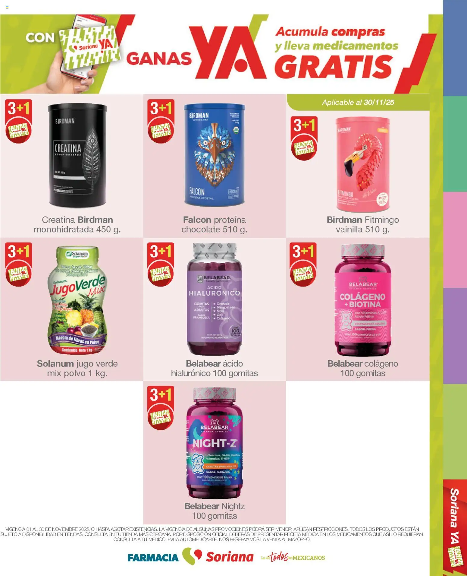 Nuevas ofertas de Soriana válidas en toda la República Mexicana desde el 01.11.2025. ¡Encuentra las mejores ofertas en Soriana - Folleto Farmacia Soriana Noviembre Mercado Nacional! | Página: 16 | Productos: Pan, Jugo, Vitaminas, Gomitas