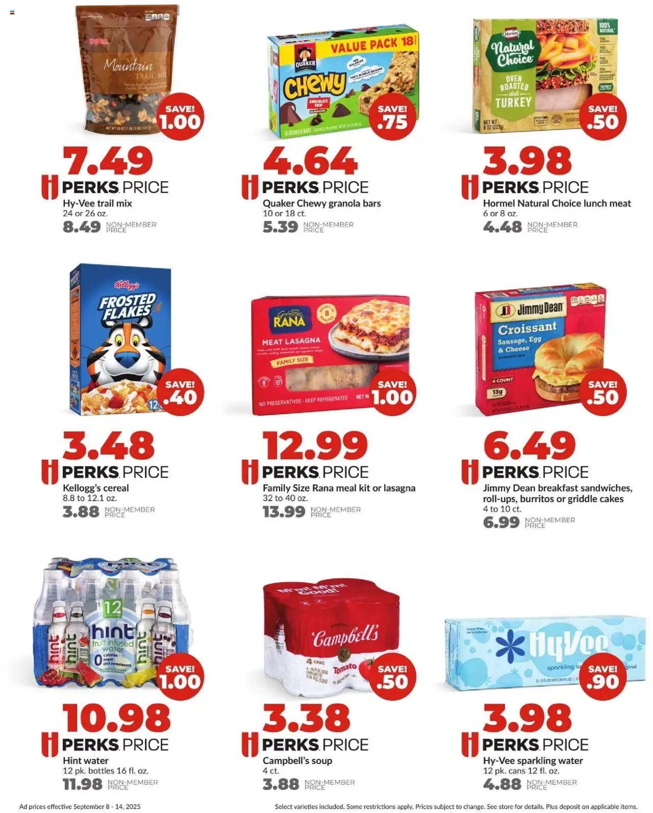 HyVee Weekly Ad - valid from 08.09.2025 | Page: 4 | Products: Griddle, Flakes, Sugar, Oven