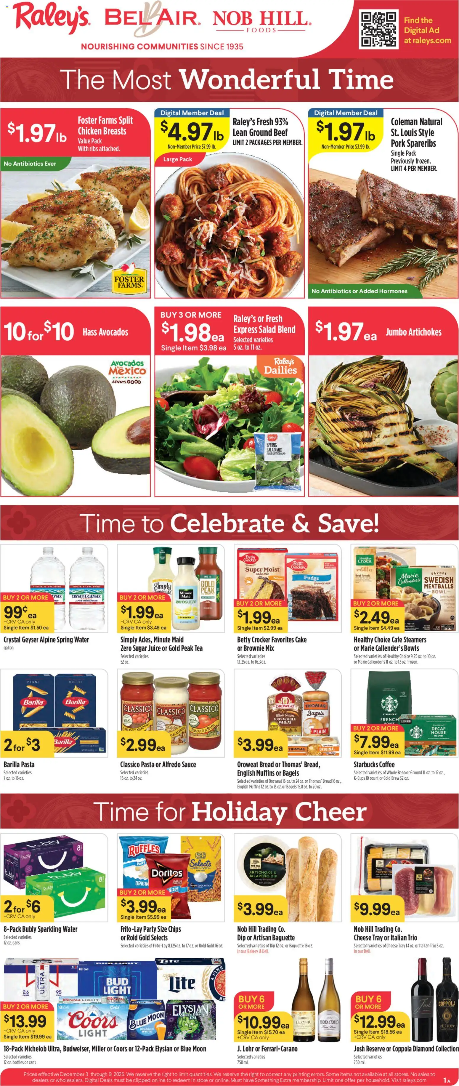 Raley's Weekly Ad - valid from 03.12.2025 | Page: 1 | Products: Cheese, Bread, Beef, Sauce