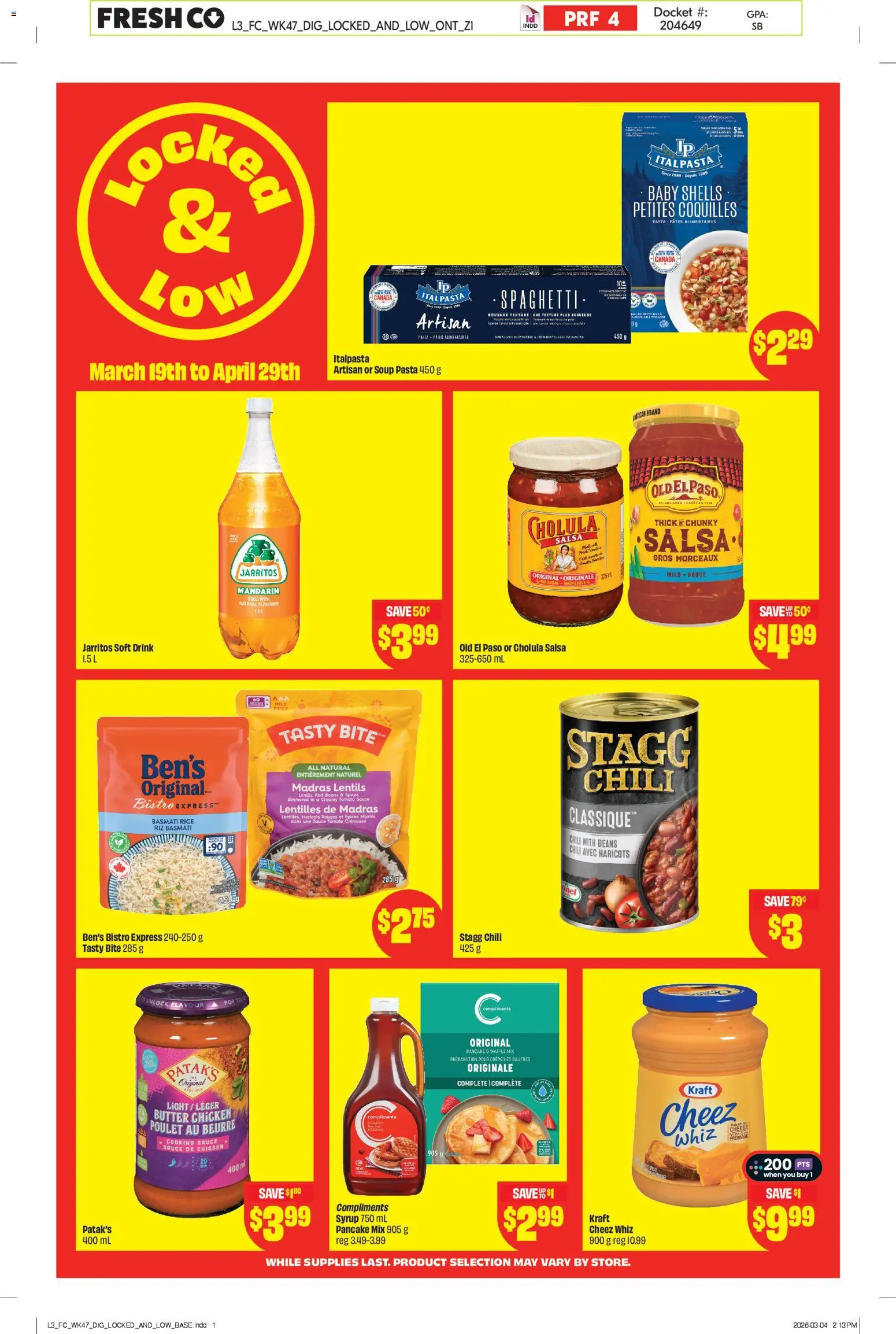 FreshCo flyer valid from 19.03.2026 | Page: 3 | Products: Rice, Pasta, Butter, Chicken