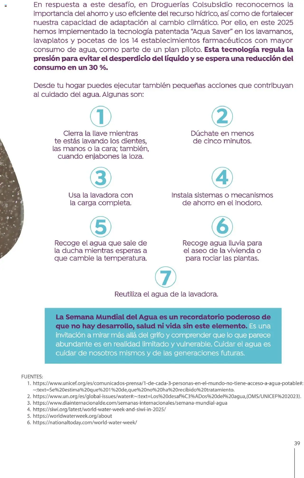 Colsubsidio revista - valida desde el 01.08.2025 | Página: 39 | Productos: Agua, Té, Lavadora, Llave