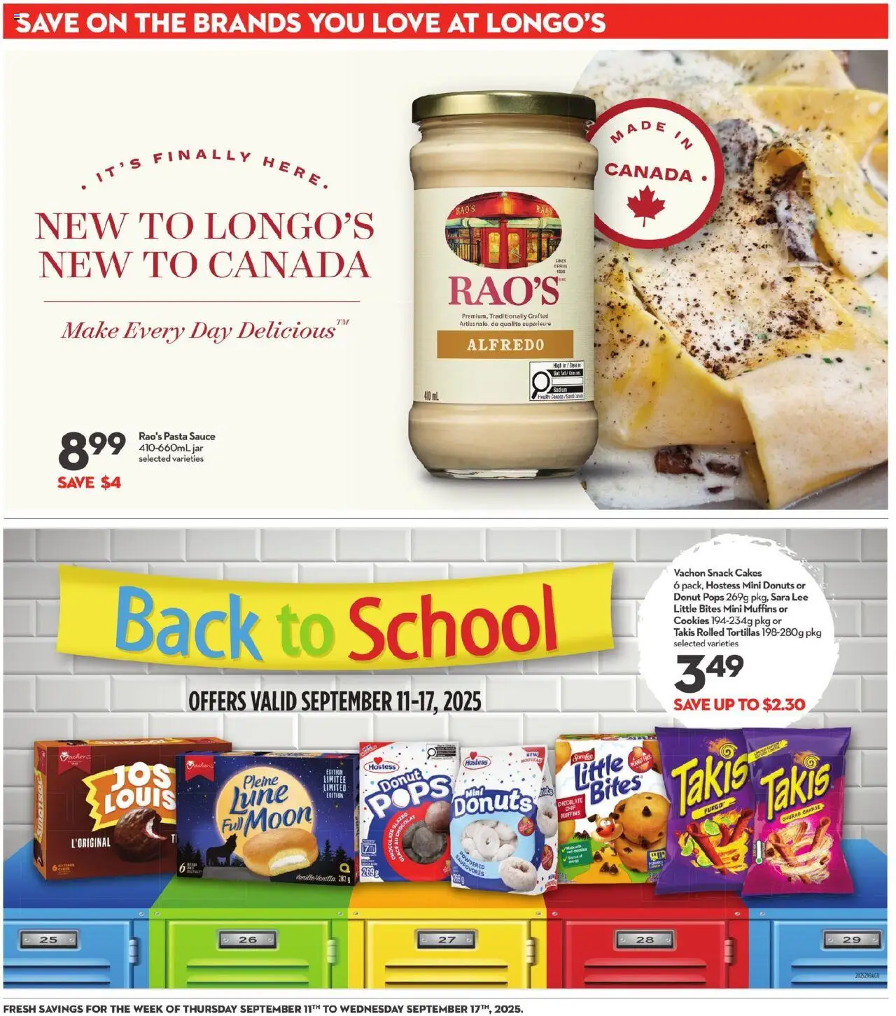 Longo's flyer valid from 11.09.2025 | Page: 15 | Products: Pasta, Cookies, Bed, Chocolate
