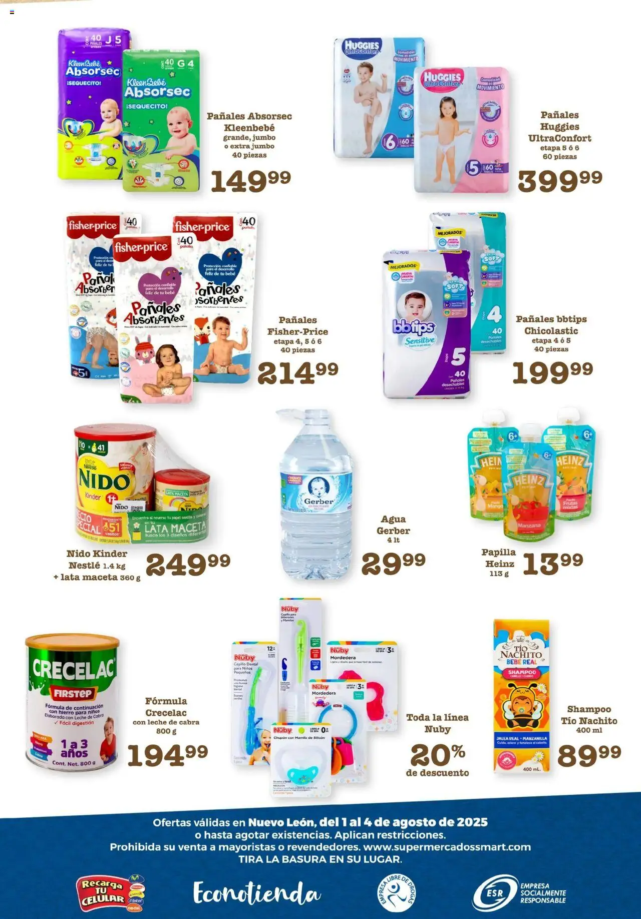 Nuevas ofertas de S-Mart válidas en toda la República Mexicana desde el 01.08.2025. ¡Encuentra las mejores ofertas en S-Mart - Folleto de Feria - Monterrey! | Página: 6 | Productos: Manzana, Agua, Leche, Maceta