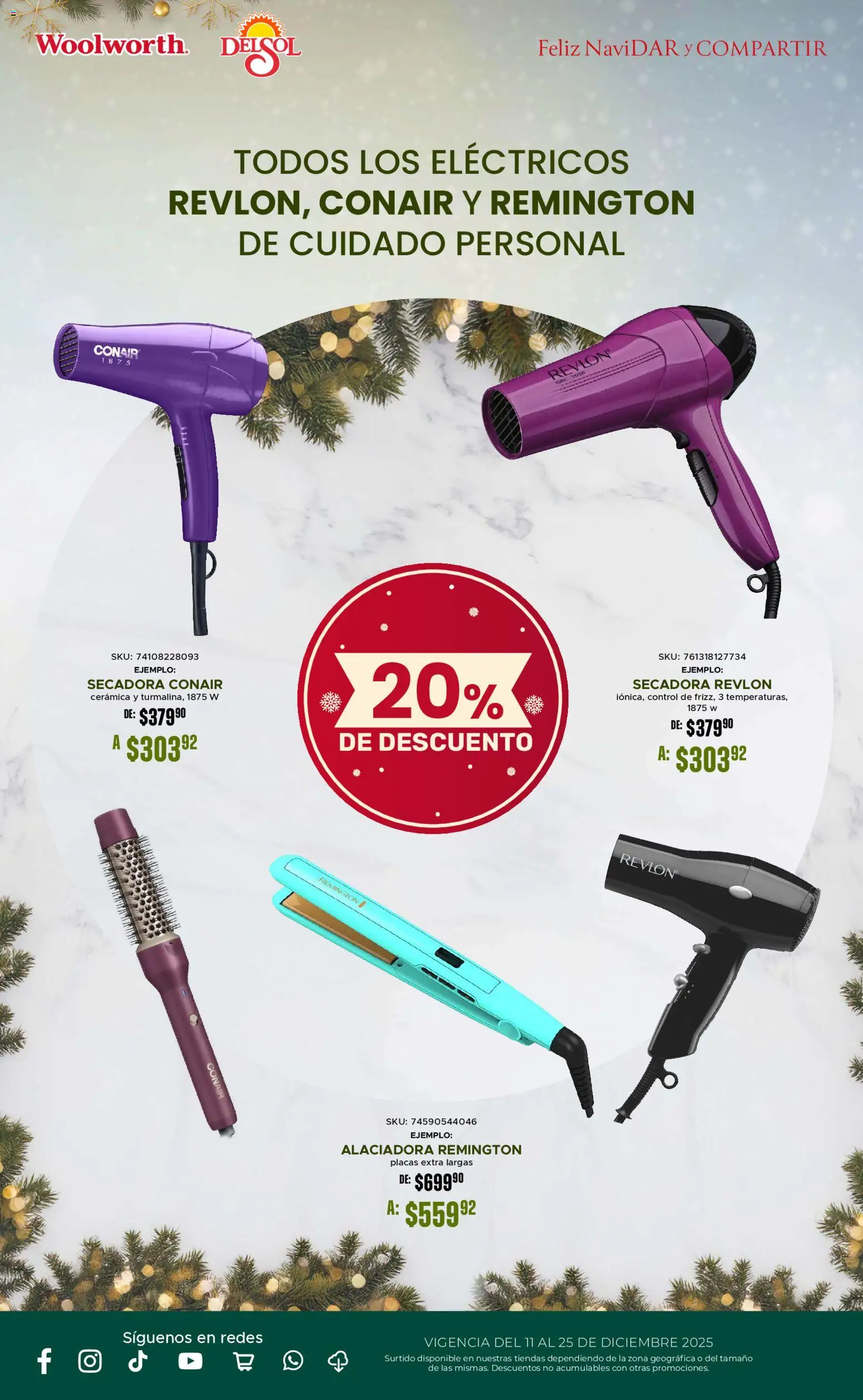 Nuevas ofertas de Del Sol y Woolworth válidas en toda la República Mexicana desde el 11.12.2025. ¡Encuentra las mejores ofertas en Del Sol y Woolworth catálogo! | Página: 34 | Productos: Secadora