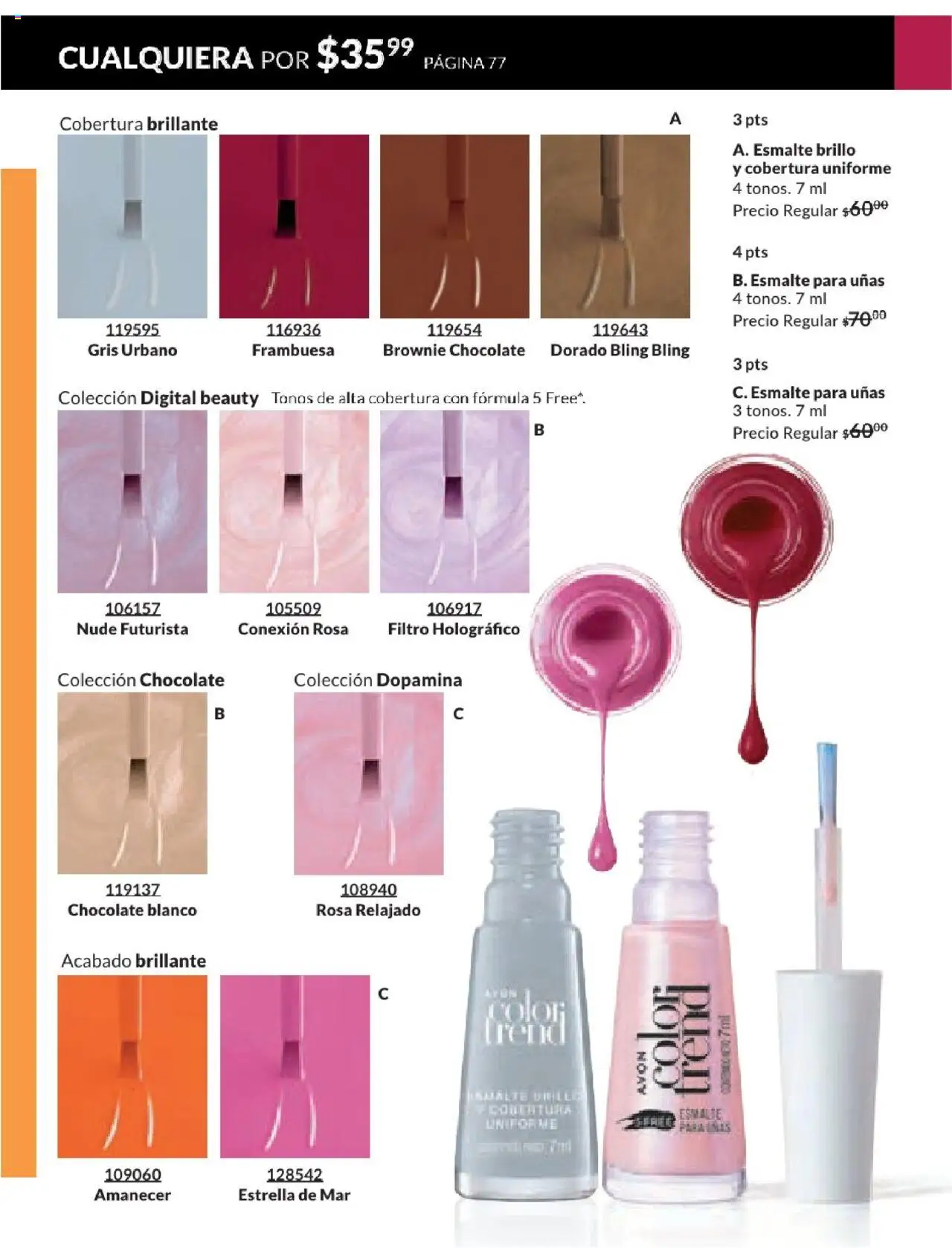 Nuevas ofertas de AVON válidas en toda la República Mexicana desde el 17.03.2025. ¡Encuentra las mejores ofertas en AVON campaña 7 2025! | Página: 77 | Productos: Brillo, Chocolate