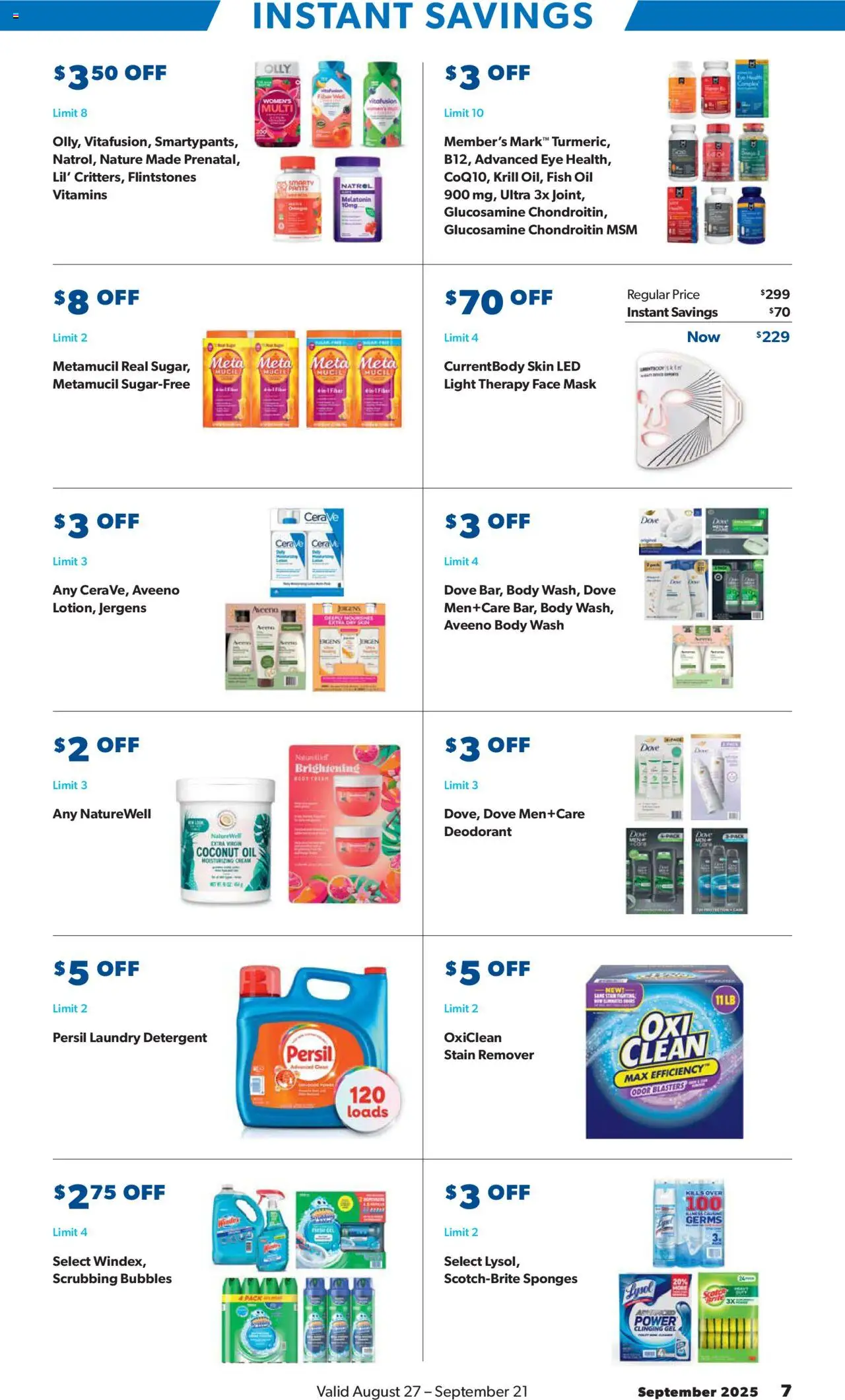 Sam's Club Instant Savings Book September - valid from 27.08.2025 | Page: 7 | Products: Melatonin, Oil, Body Wash, Pants