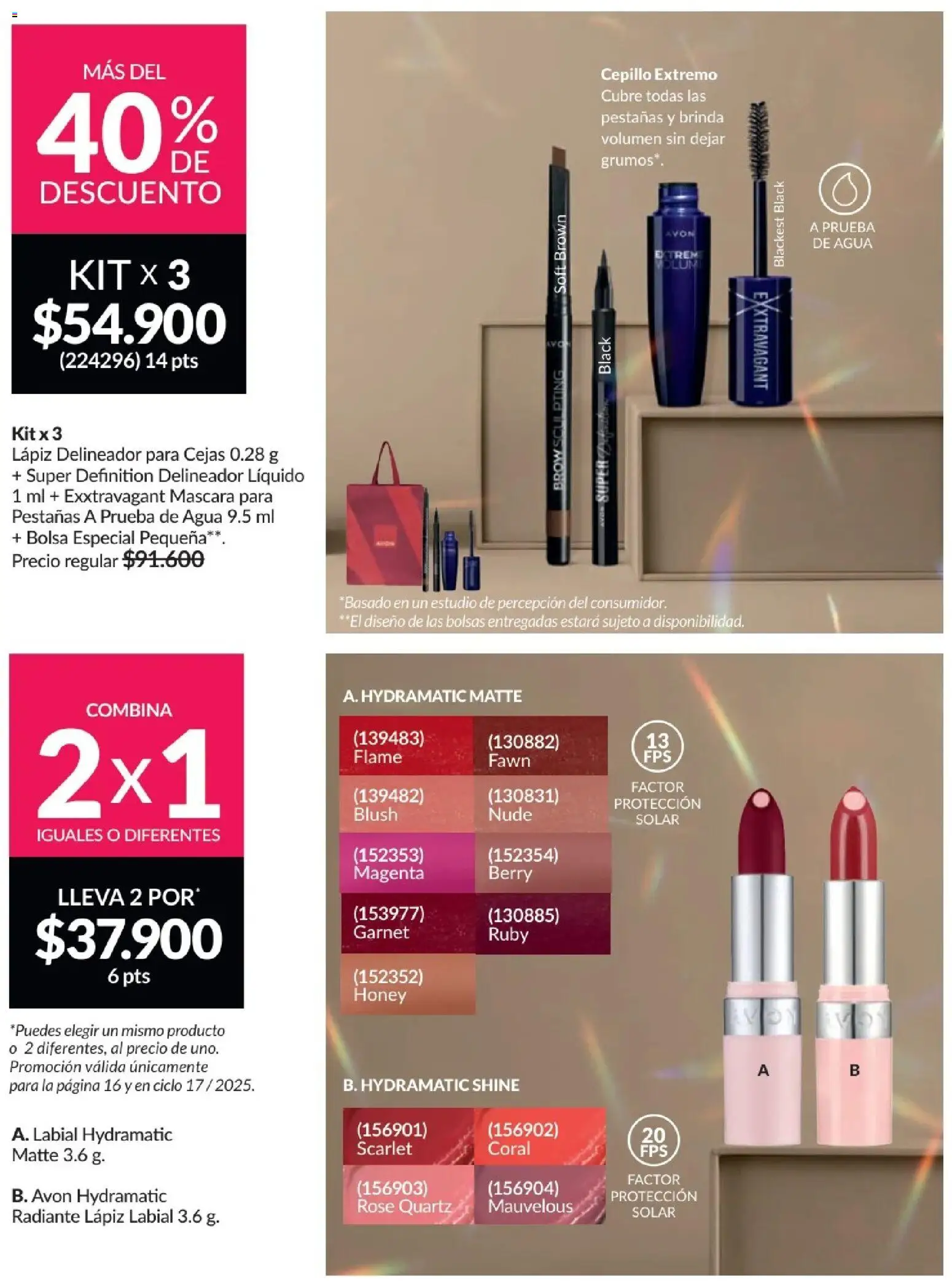 Avon revista - valida desde el 01.12.2025 | Página: 16 | Productos: Agua, Bolsa, Cepillo, Lápiz labial