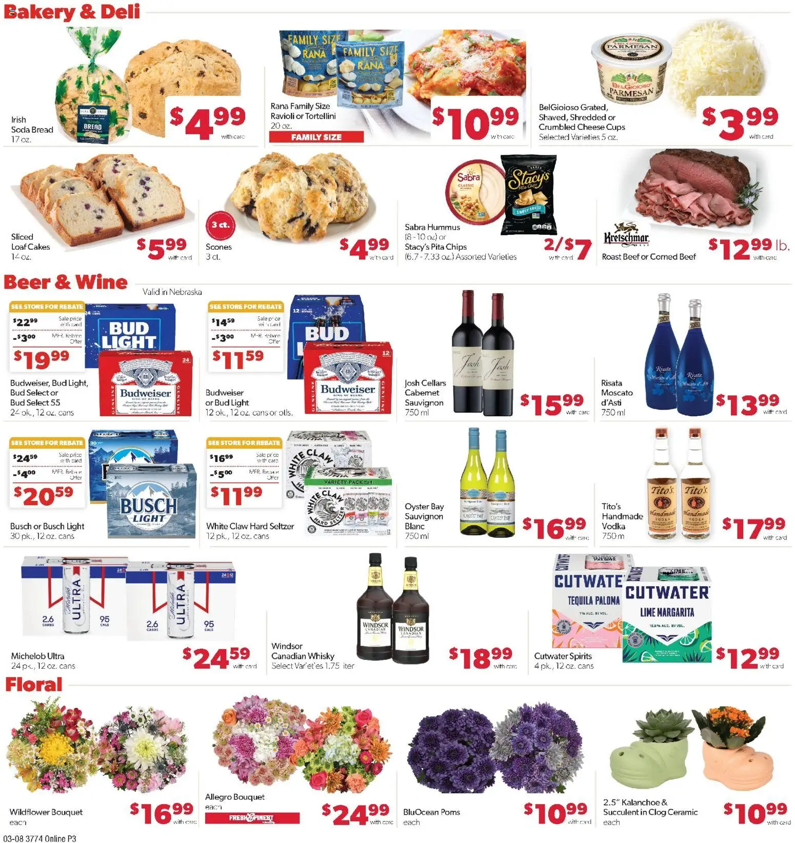Family Fare Weekly Ad - valid from 08.03.2026 | Page: 8 | Products: Bakery, Cheese, Bread, Vodka