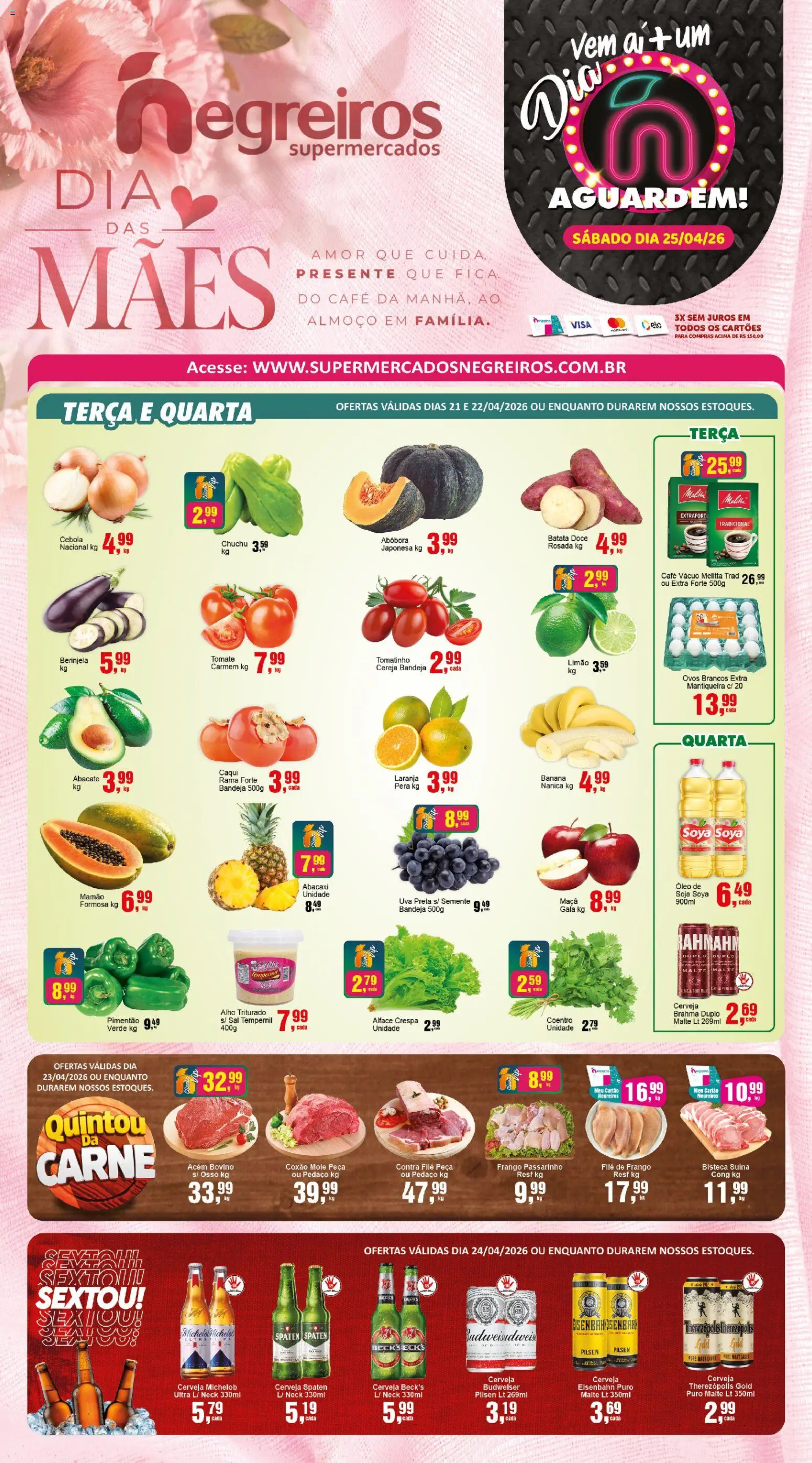 Negreiros Folheto - válido de 21.04.2026 | Página: 1 | Produtos: Cereja, Pimentão, Café, Mamão