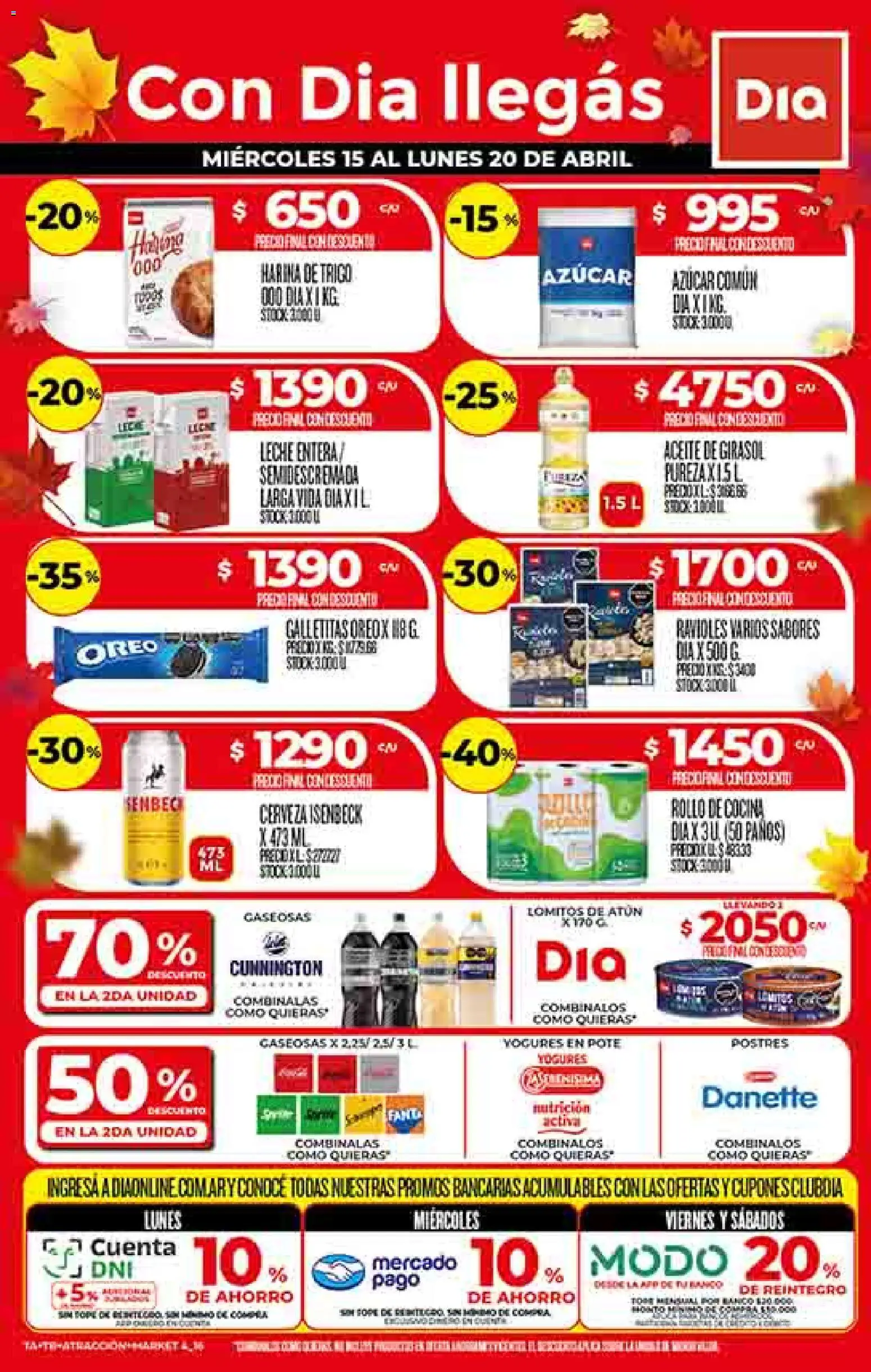 Supermercado DIA Ofertas │ válido desde el 15.04.2026 | Página: 1 | Productos: Cocina, Galletitas, Harina, Ravioles