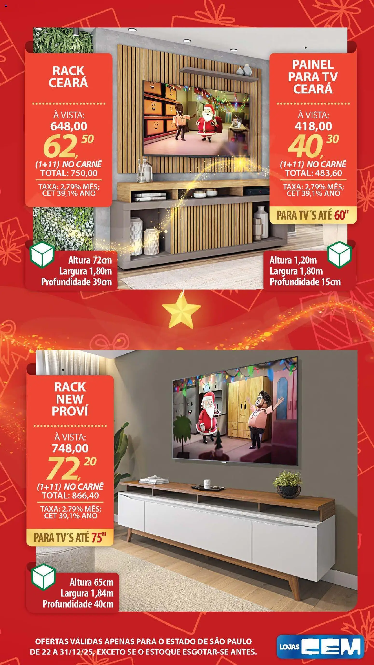 Lojas Cem Folheto - válido de 22.12.2025 | Página: 90 | Produtos: Tv, Carne, Rack
