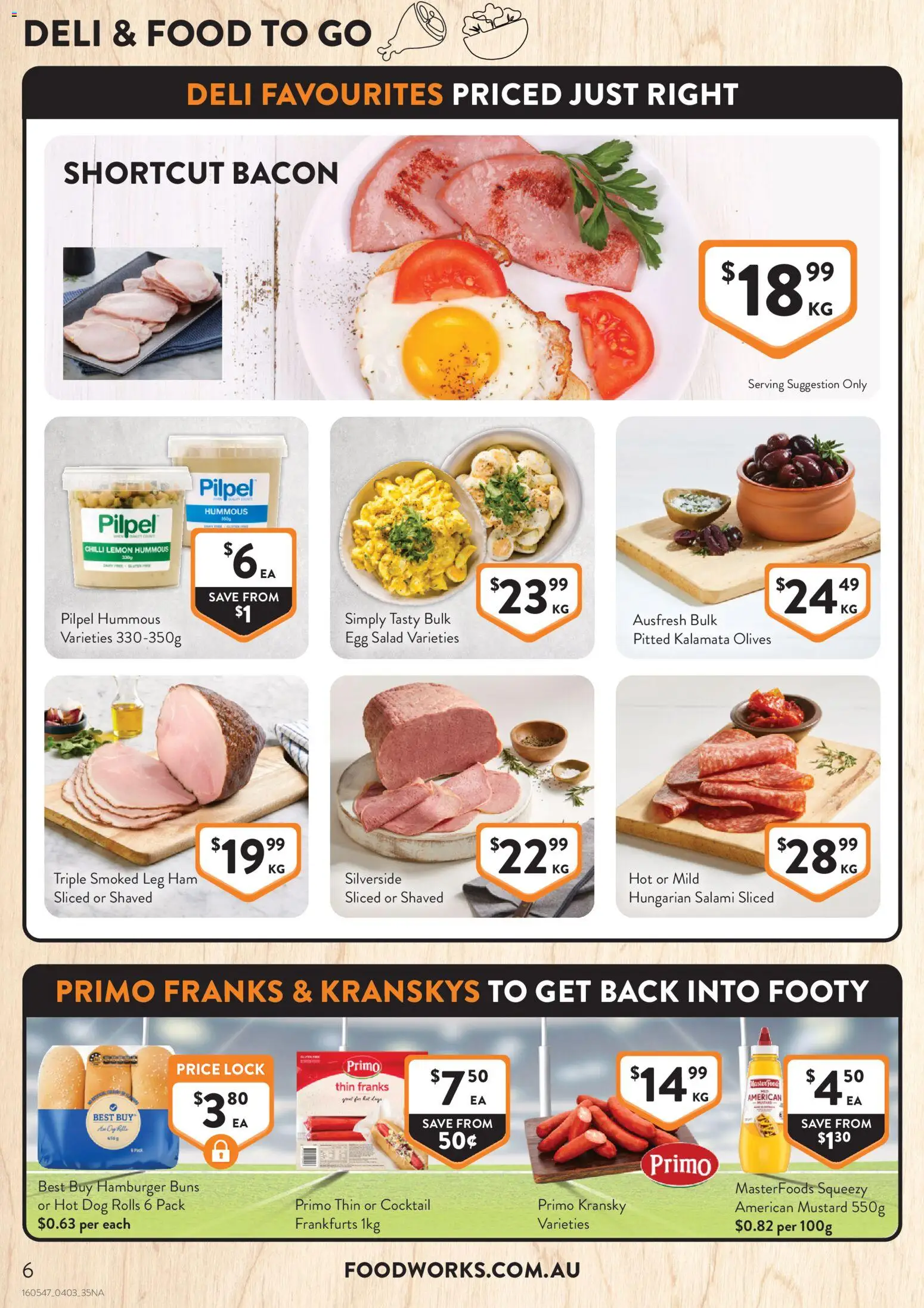Foodworks catalogue - valid from 04.03.2026 | Page: 6 | Products: Bacon, Mustard, Olives, Salad