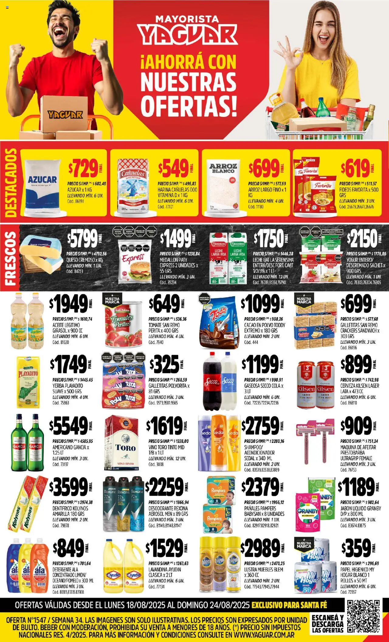 Yaguar - Santa Fe │ válido desde el 18.08.2025 | Página: 1 | Productos: Harina, Gaseosa, Acondicionador, Arroz