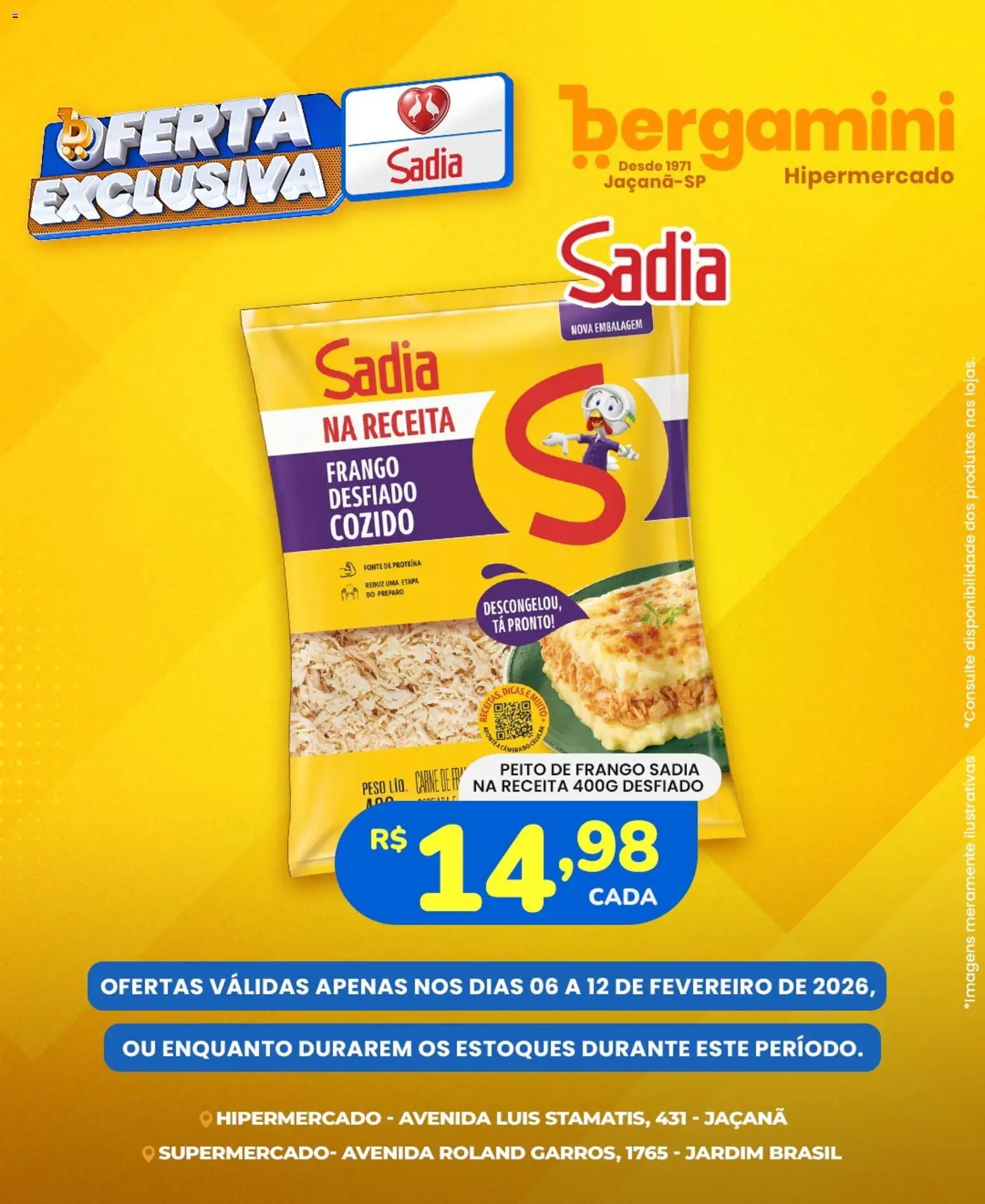 Supermercado Bergamini Folheto - válido de 06.02.2026 | Página: 7 | Produtos: Carne, Frango, Peito de frango
