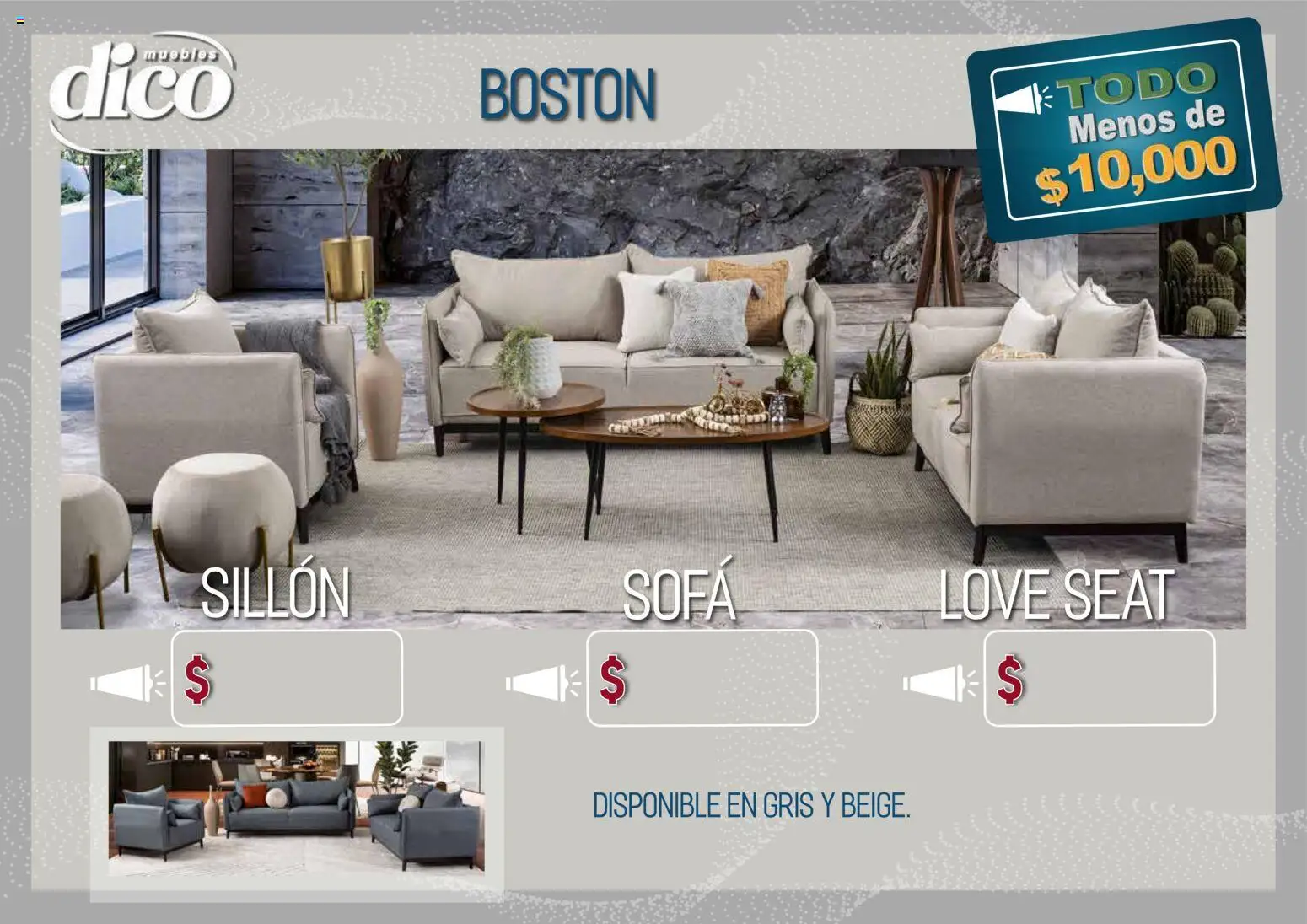 Nuevas ofertas de Muebles Dico válidas en toda la República Mexicana desde el 09.04.2026. ¡Encuentra las mejores ofertas en Muebles Dico catálogo Todo menos de 10000 Pacifico! | Página: 40 | Productos: Sofá, Sillón
