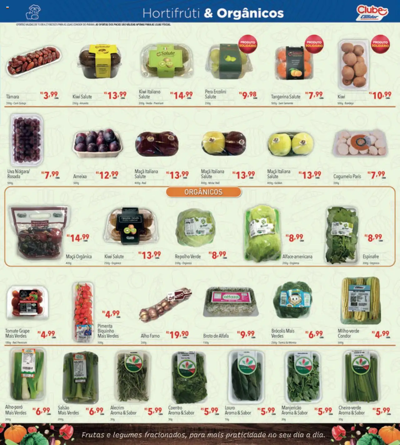 Supermercados Condor Folheto - válido de 11.08.2025 | Página: 9 | Produtos: Pera, Alho, Repolho, Brócolis