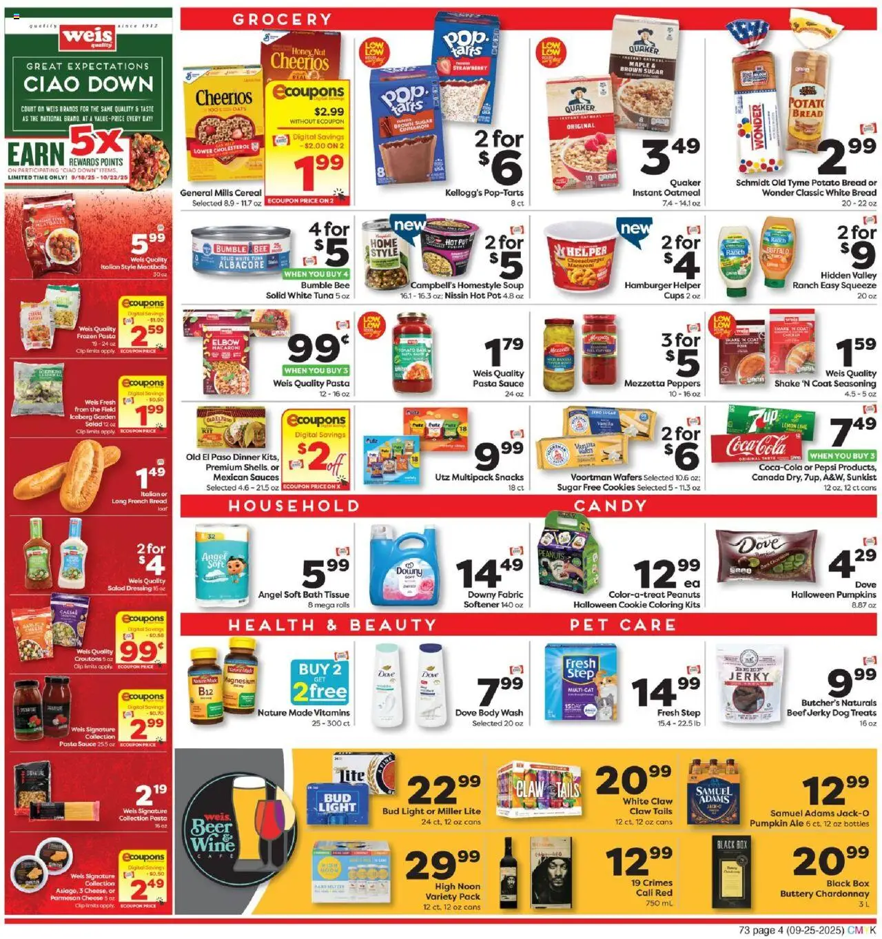Weis Weekly Circular - VA - valid from 25.09.2025 | Page: 4 | Products: Magnesium, Chocolate, Pasta, Lime