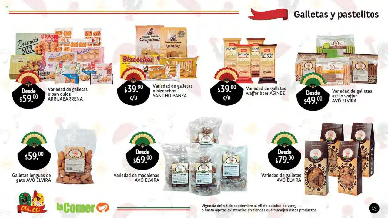 Nuevas ofertas de La Comer válidas en toda la República Mexicana desde el 26.09.2025. ¡Encuentra las mejores ofertas en La Comer folleto Olá, Olé! | Página: 13 | Productos: Pan dulce, Huevo, Pan, Galletas